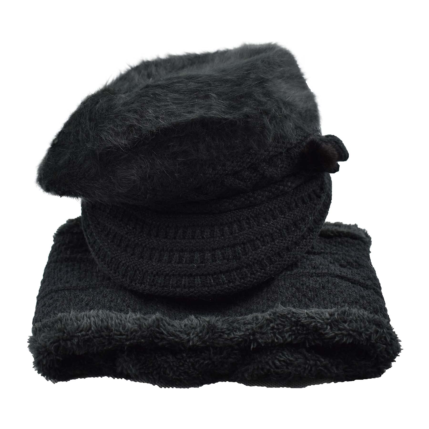 Women's Fur Lined Winter Hat and Scarf Set - Sierra Socks Cozy Knit Beanie & Neck Warmer for Cold Weather, Outdoor Activities, Snowboarding, Skiing, and Daily Winter Fashion