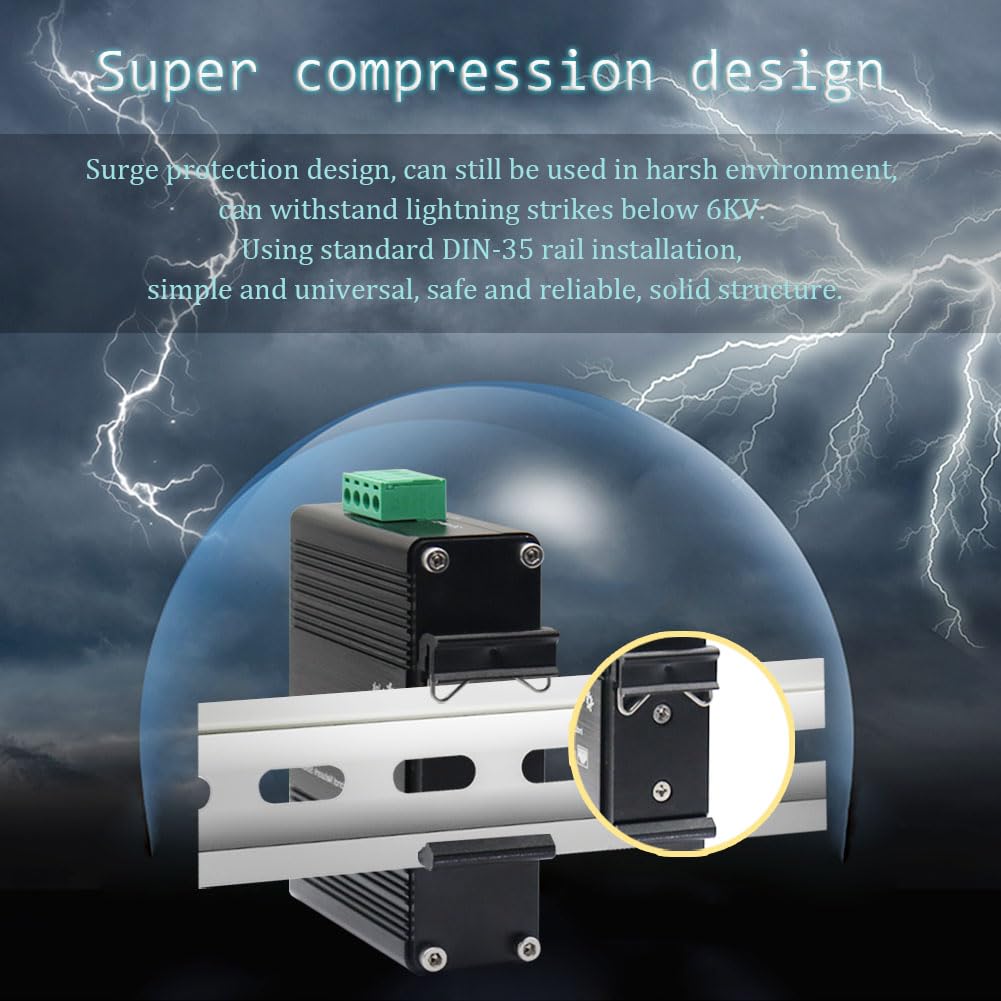 Industrial 2-Port Gigabit Media Converter | DIN Rail Mount | 10/100/1000Mbps Ethernet to SFP Fiber Converter | 2 RJ45 & 2 SFP Ports | Weatherproof for Outdoor Use | Perfect for Industrial Networks, Data Centers & Harsh Environments