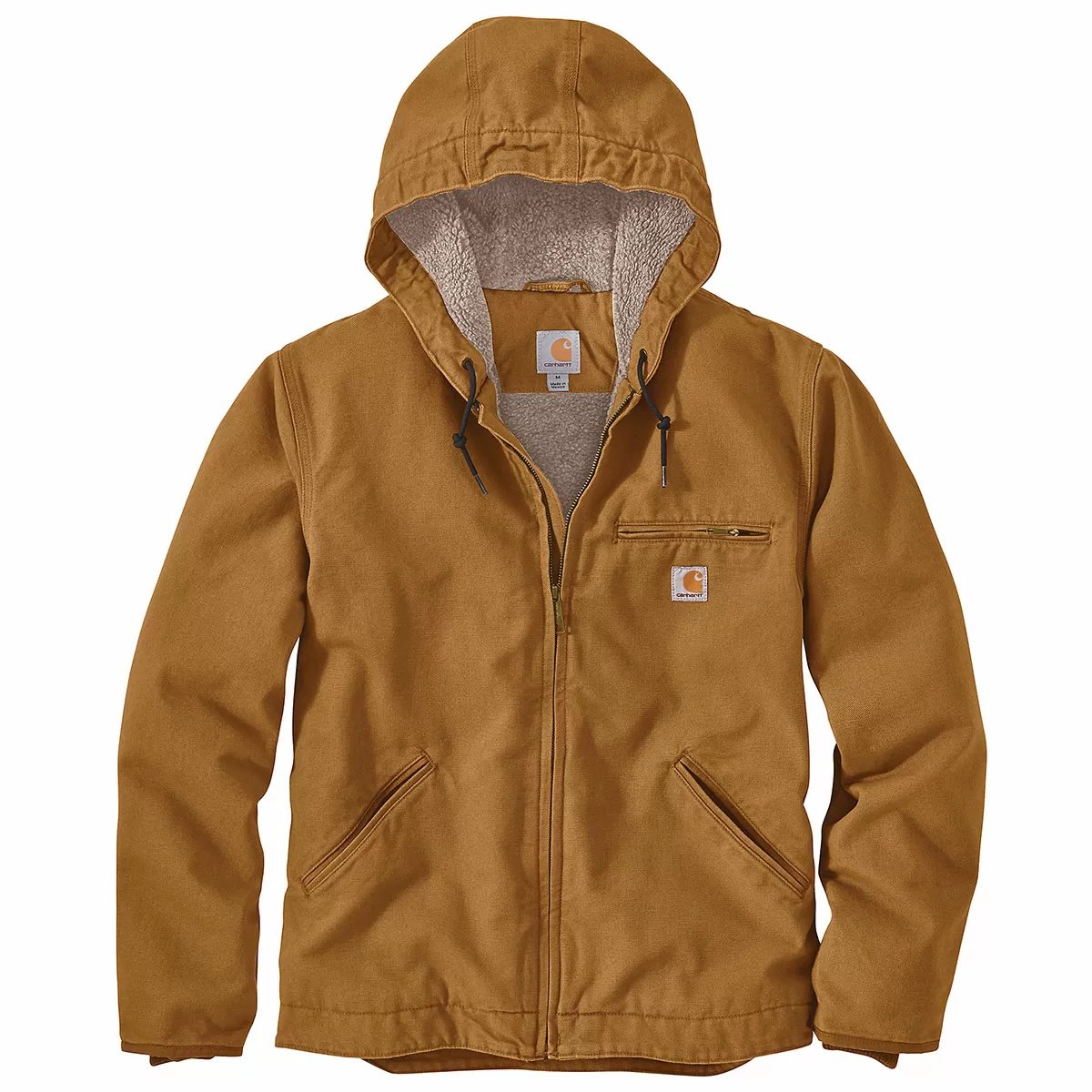 Carhartt® Washed Duck Sherpa Jacket for Men - Warm Fleece-Lined Work Jacket - Durable Winter Coat for Outdoor Work, Hiking & Camping