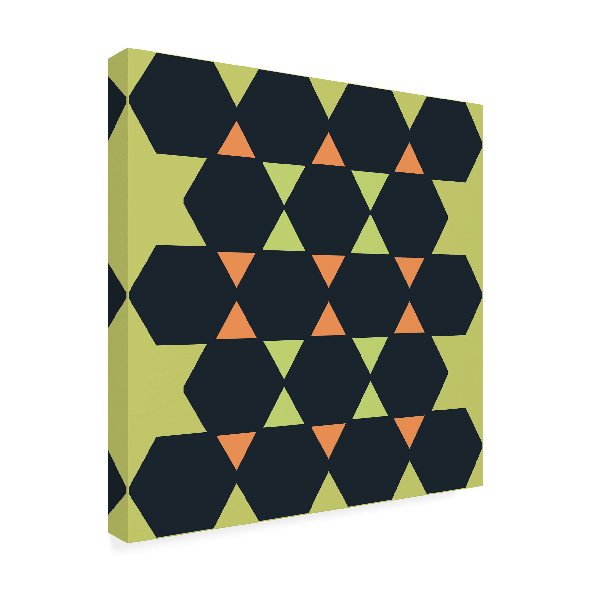 Hexagon Pattern 34 Abstract Canvas Wall Art by Richard Homawoo - Modern Geometric Home Decor for Living Room, Bedroom & Office