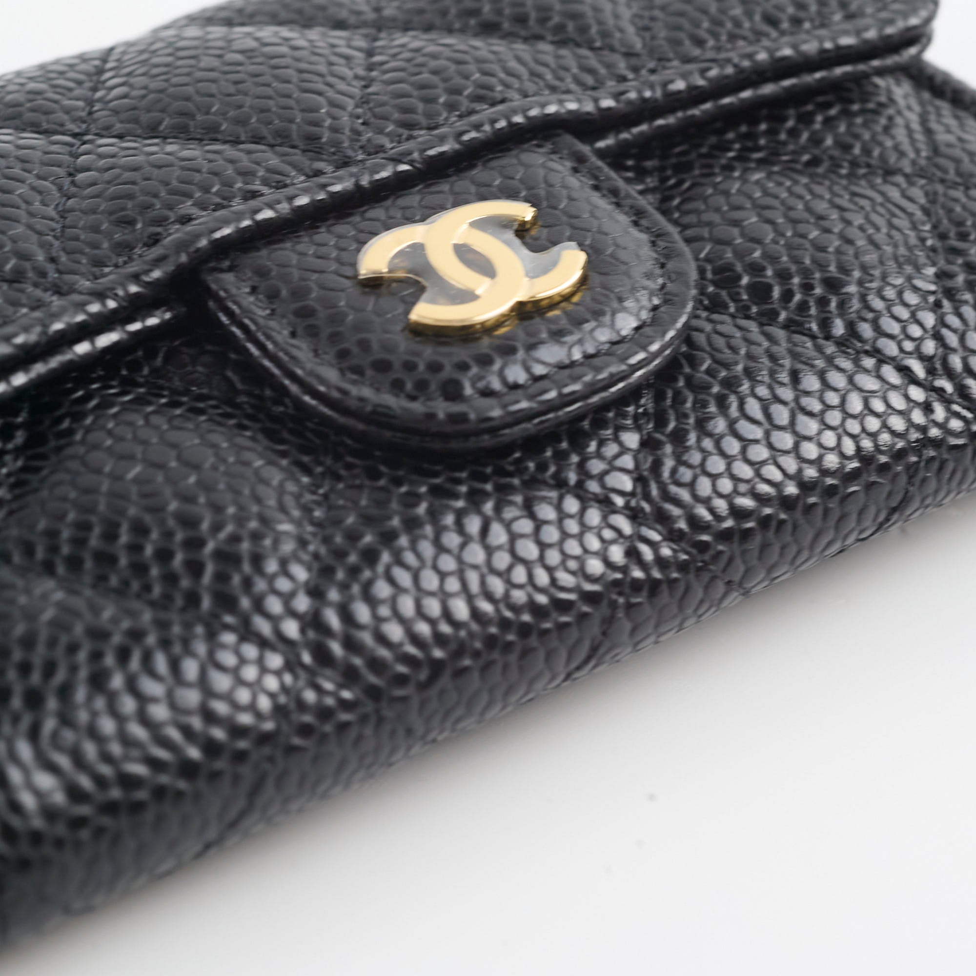Chanel Caviar Quilted Leather Card Holder Wallet - Black | Luxury Compact Credit Card Case for Women | Perfect for Everyday Use, Travel & Gifting