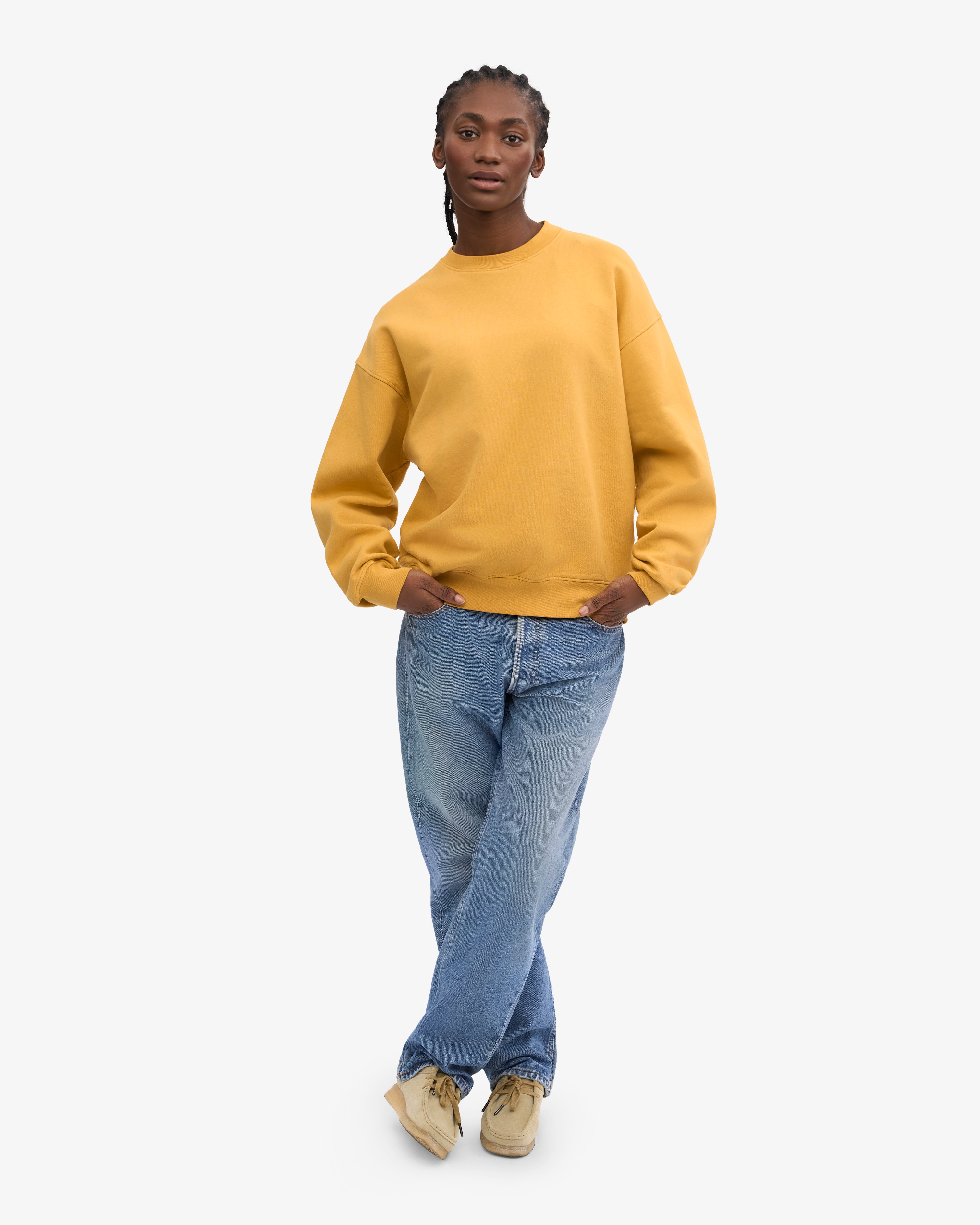 Organic Oversized Crewneck Sweatshirt - Soft & Comfortable Burned Yellow Pullover for Women | Perfect for Casual Wear, Lounge & Street Style