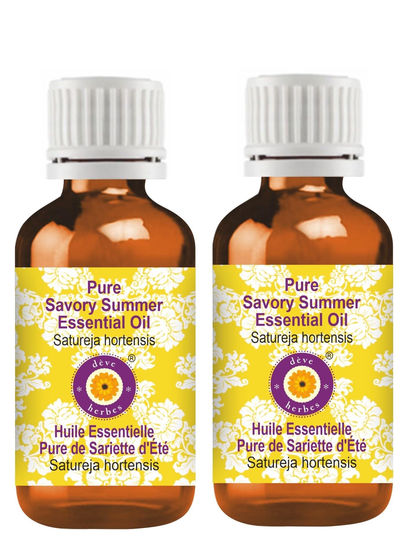 Deve Herbes Pure Savery Summer Essential Oil (Satureja Hortensis) - 100% Natural Steam Distilled - 2 Pack (100ml Each, 6.76oz Total) for Aromatherapy, DIY Skincare & Home Fragrance