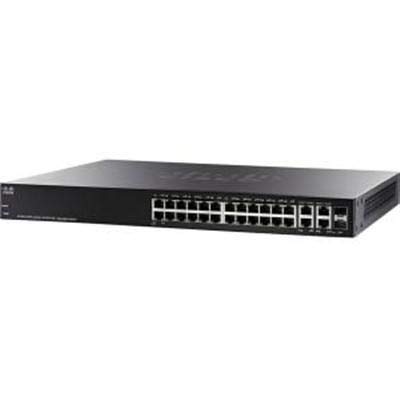 Cisco SF300-24PP-K9-NA 24-Port 10/100 PoE Managed Network Switch with Gigabit Uplinks | Small Business Enhanced Limited Hardware Warranty | Ideal for Office Networking, Surveillance Systems & VoIP Phone Setups | Remanufactured