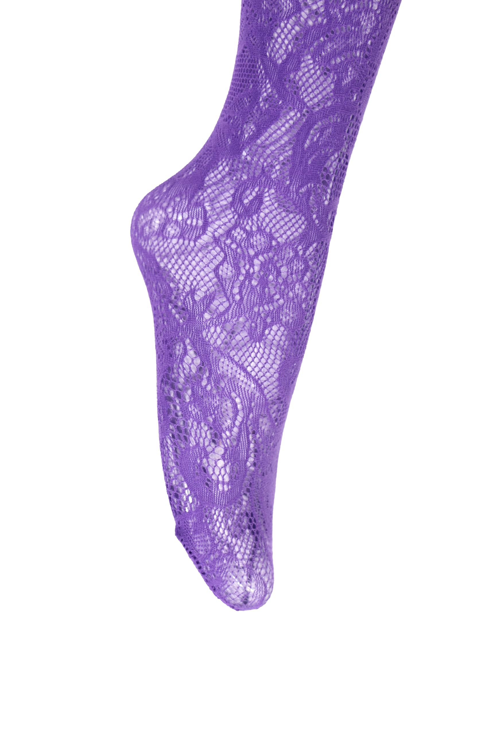 Sexy Purple or Black Lace Tights for Women - Floral Fishnet Pantyhose with Rose Design, High Waist, One Pair - Perfect for Christmas, Parties, Date Nights & Special Occasions