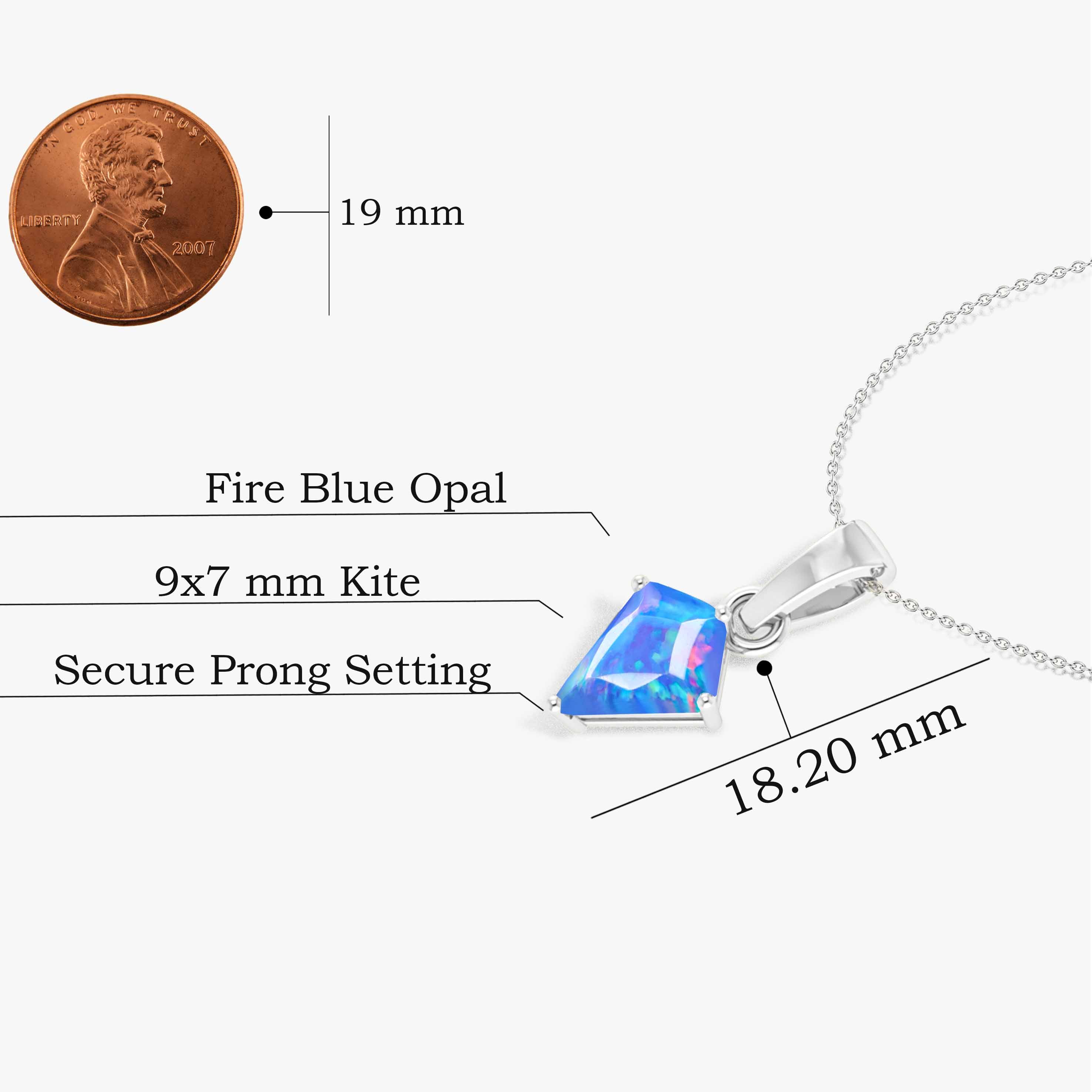 Blue Opal Kite Gemstone Pendant Necklace for Women - Elegant Healing Crystal Jewelry Gift for Birthday, Anniversary & Special Occasions