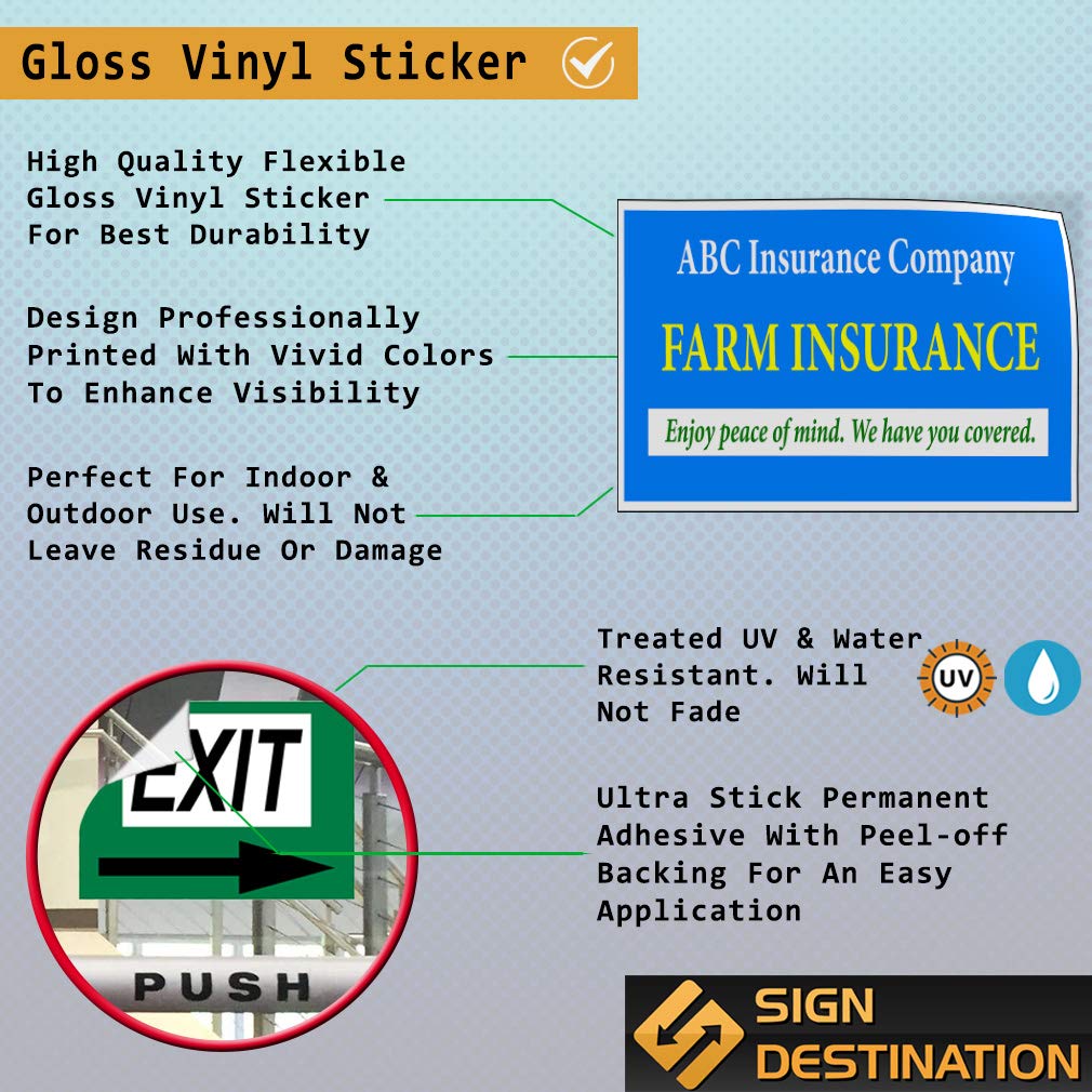 Custom Vinyl Door Decals for Business & Farm - 34x22 Inch Set of 5 | Weatherproof Outdoor Stickers for Cars, Luggage & Bumpers | Perfect for Insurance Companies, Farms & Brand Promotion