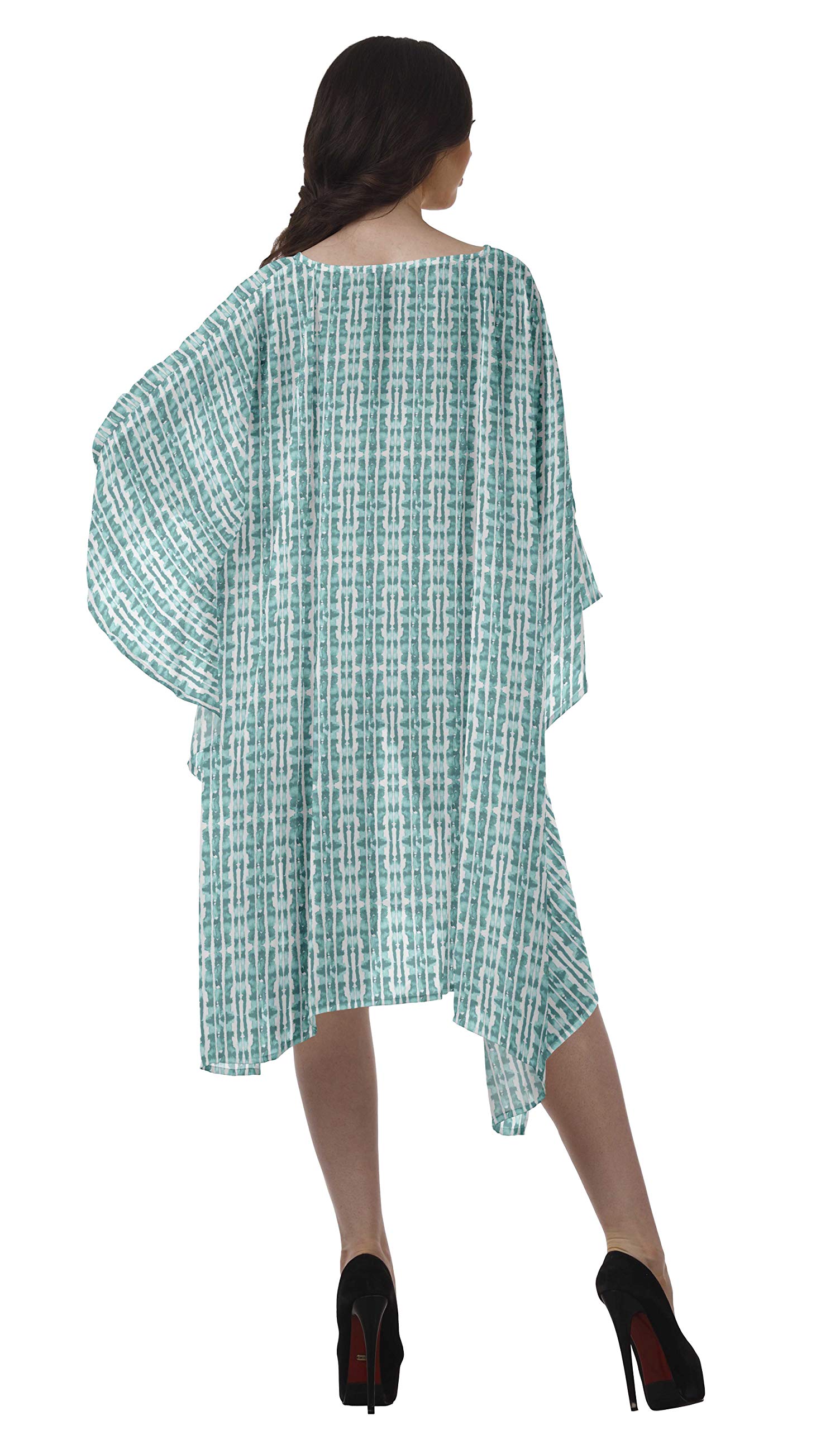 Moomaya Women's Georgette Short Beach Kaftan - Flowy Bikini Cover Up Dress for Summer Vacation, Pool Party & Tropical Getaway