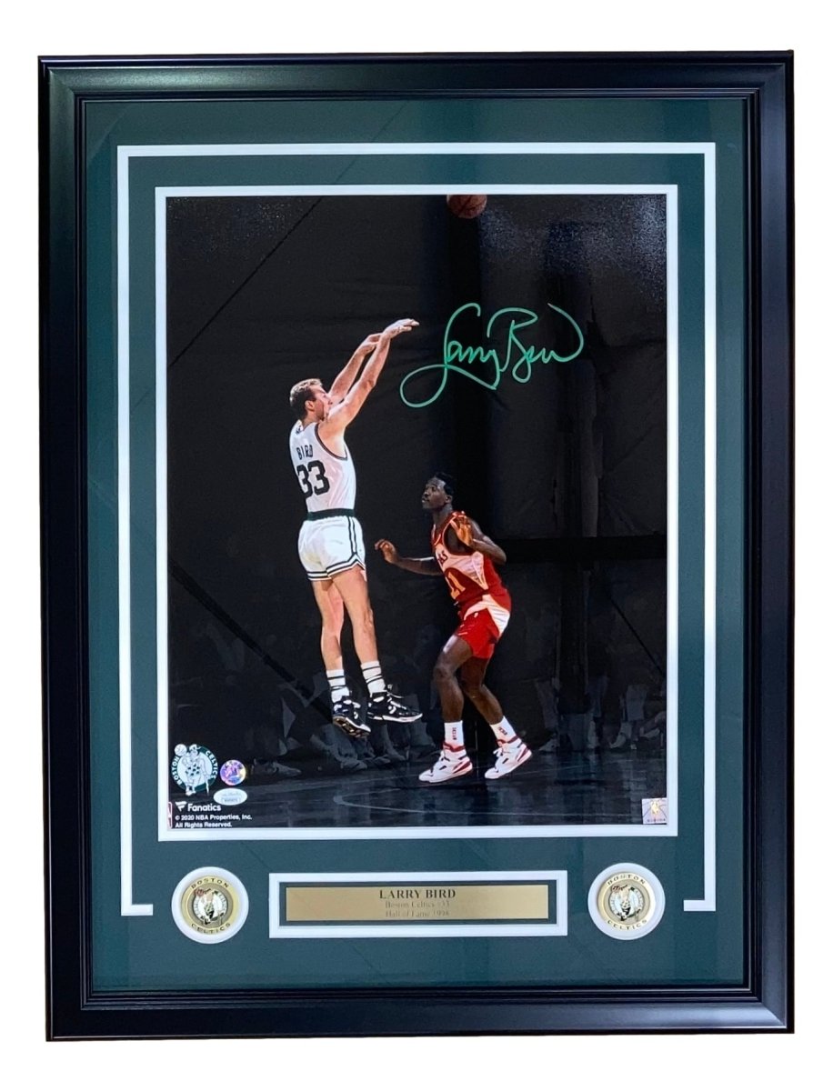 Larry Bird Autographed Framed 16x20 Photo - Celtics vs Dominique Wilkins - JSA Certified - Perfect for Sports Memorabilia Collectors and Boston Celtics Fans