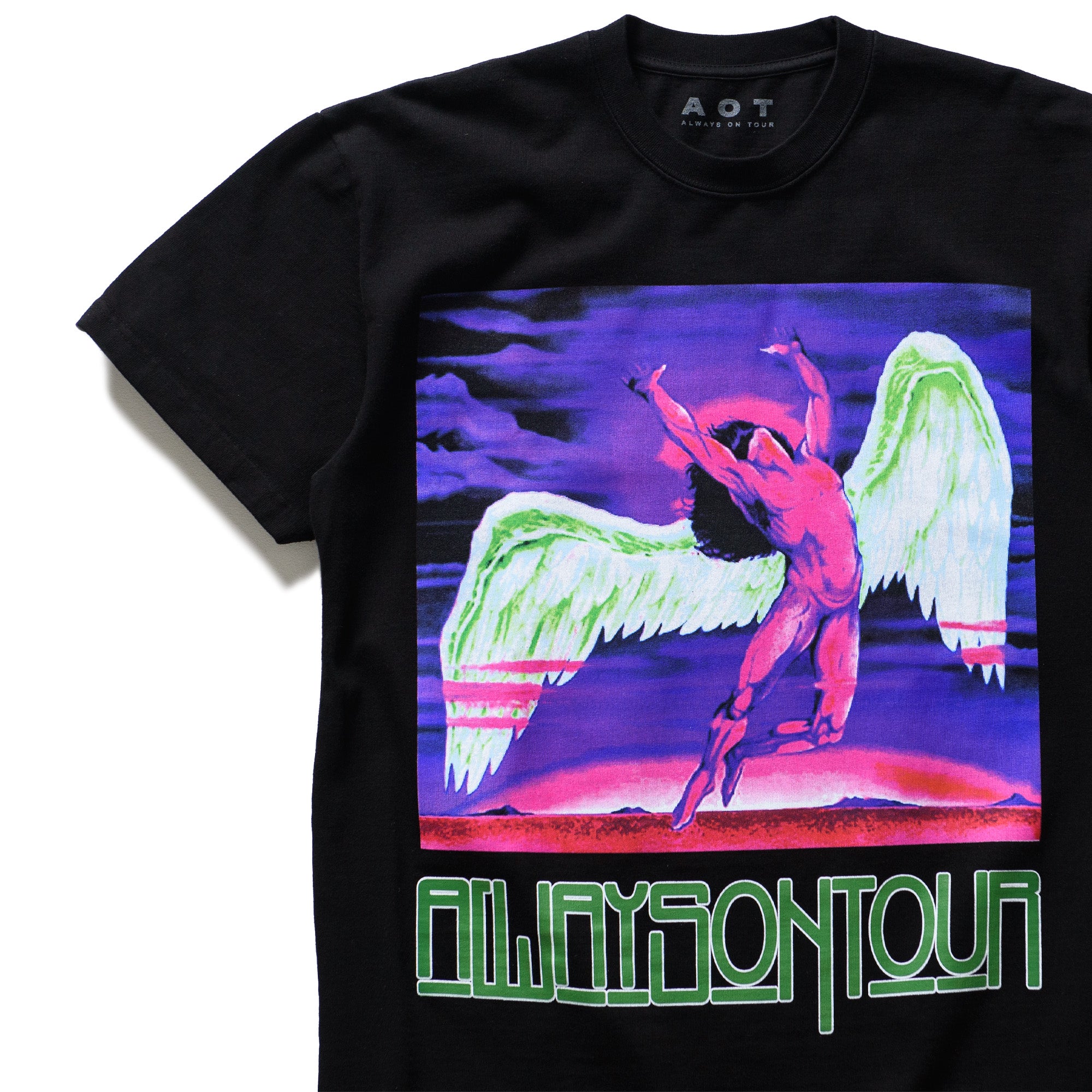 Always On Tour Fallen Angel T-Shirt - Black | Gothic Streetwear for Concerts & Alternative Fashion