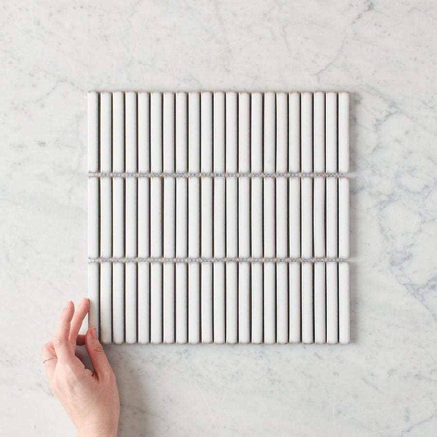 Vintage White Kit Kat Mosaic Tile - Handmade Ceramic Subway Tiles for Kitchen Backsplash, Bathroom Wall & Shower Decor