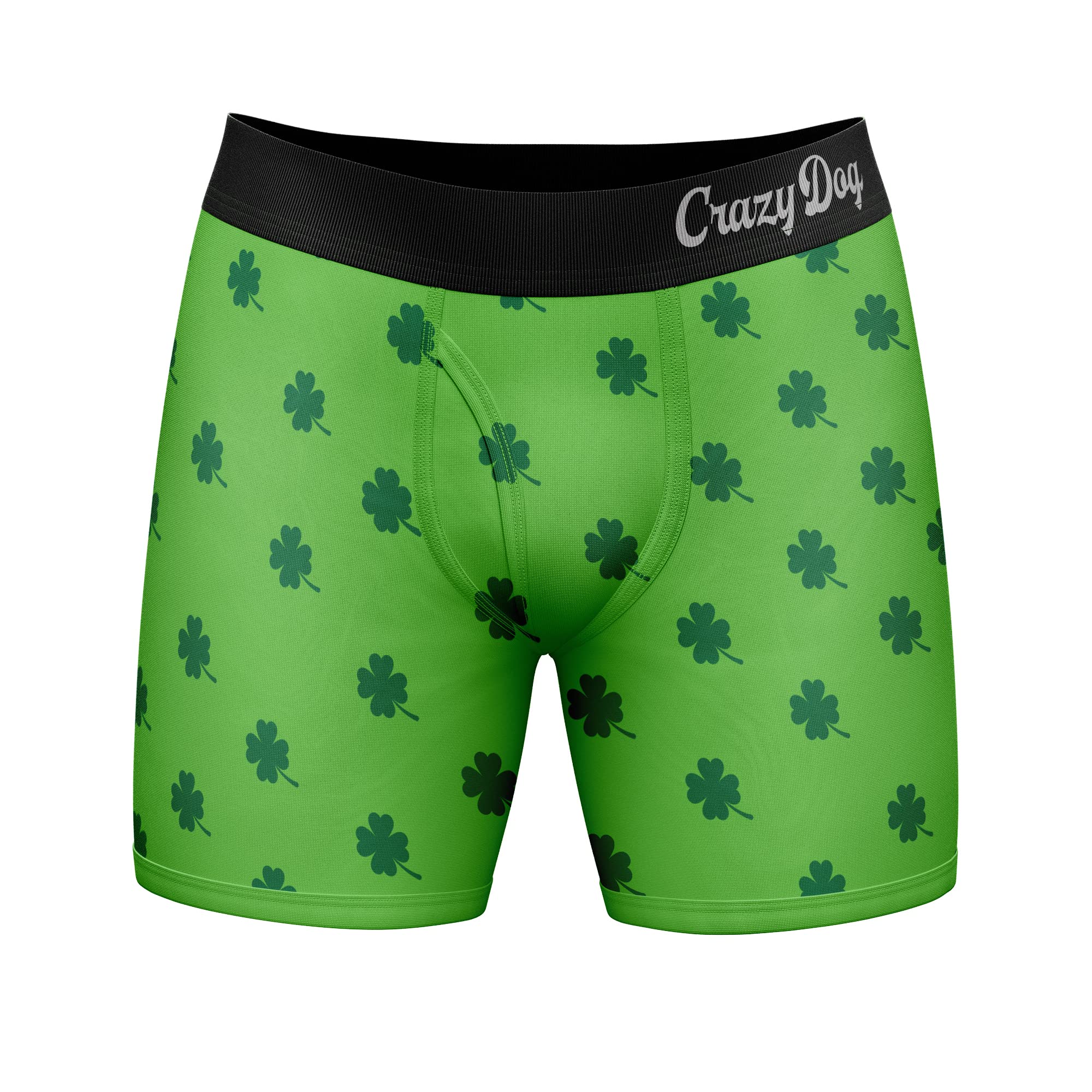 Funny St. Patrick's Day Boxer Shorts for Men - Crazy Dog Shamrock Shenanigans Graphic Underwear | Perfect for Irish-Themed Parties & Gifts