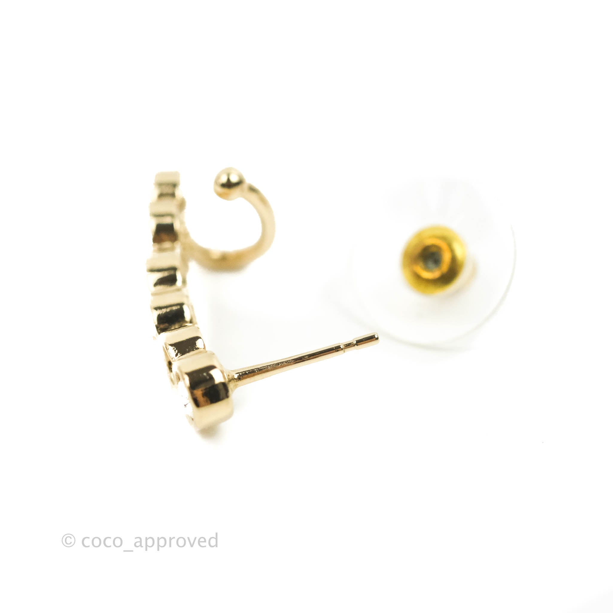 Chanel CC Coco Crystal Earrings - Gold Tone Clip-On Earrings for Women | Luxury Fashion Jewelry for Parties, Weddings & Special Occasions