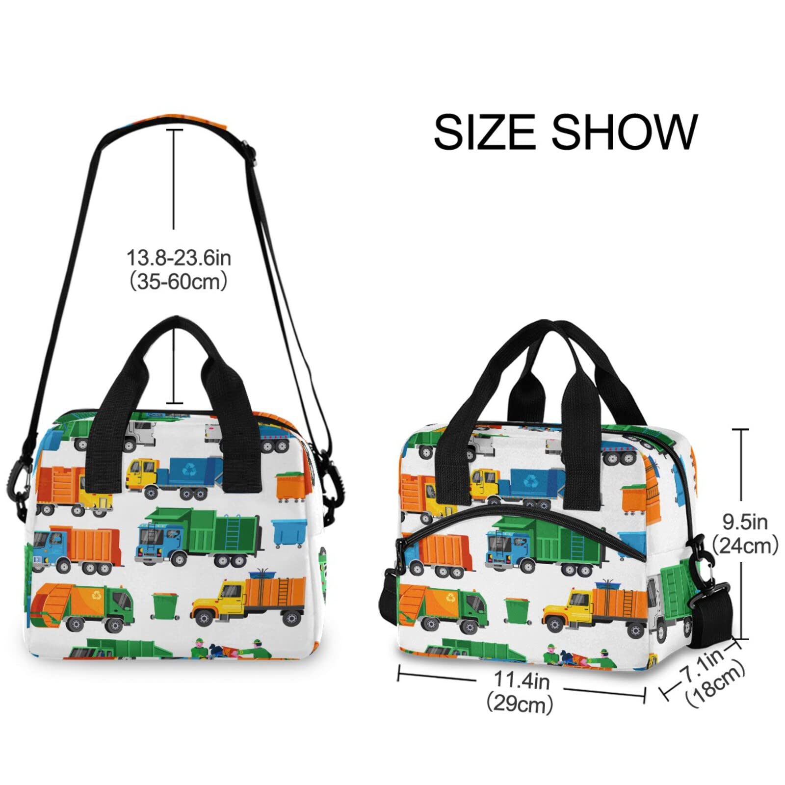 **Insulated Reusable Lunch Bag for Women & Men - Adjustable Shoulder Strap Tote for Work, School & Picnic | CBBYY Garbage Truck Design Lunch Box**    **Perfect for:** Office Commutes, School Lunches, Outdoor Picnics, Travel & Daily Use