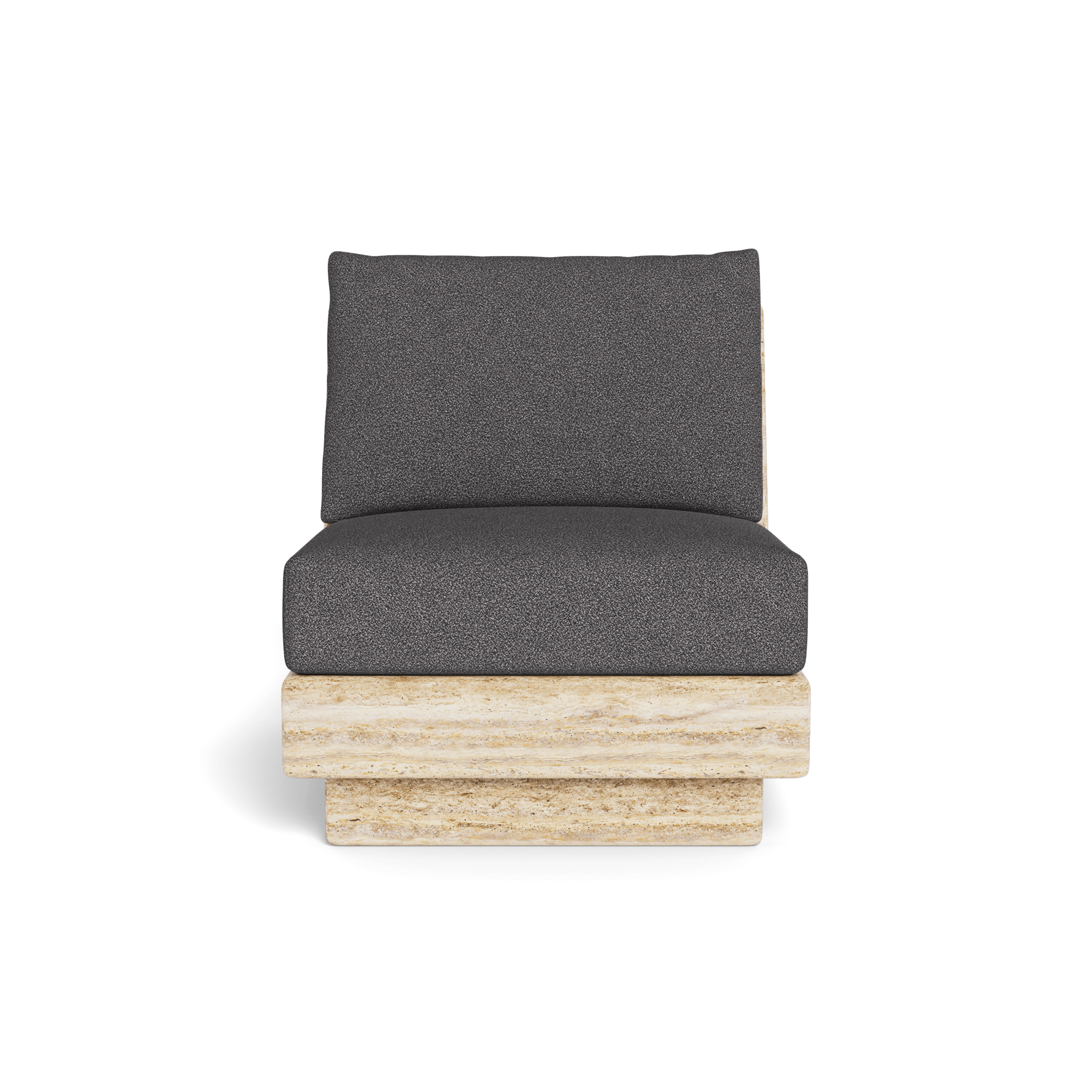 Tulum Travertine Armless Lounge Chair - Modern Outdoor Patio Furniture for Poolside, Garden, and Relaxation