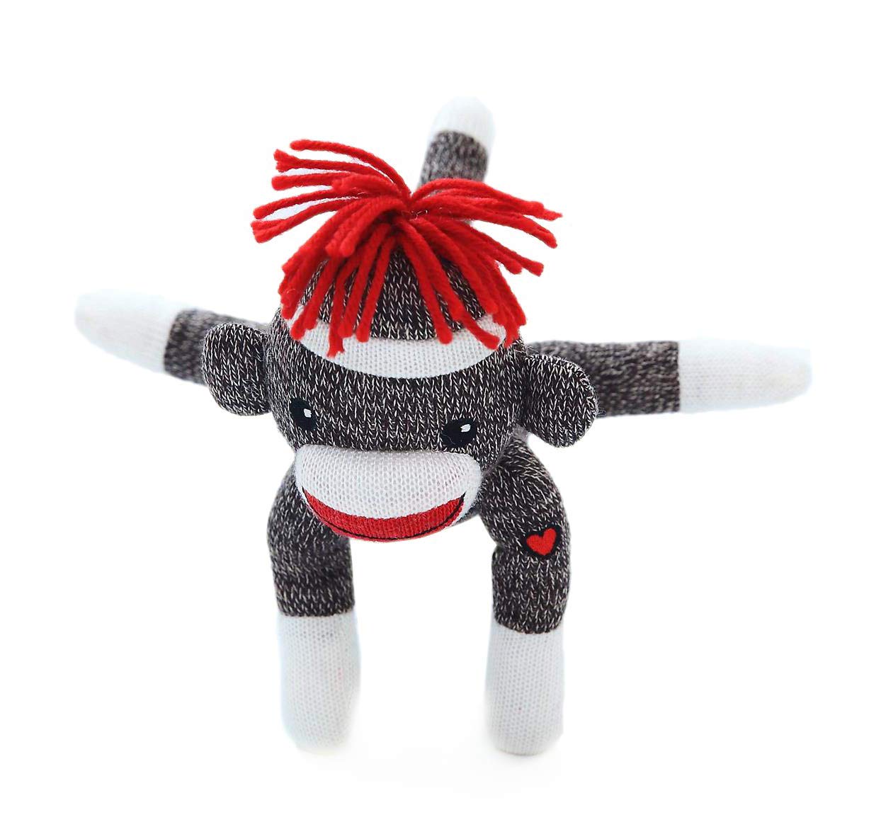 Plushland 8-Inch Adorable Sock Monkey Stuffed Animal - Soft Realistic Knitted Plush Toy Gift for Kids, Babies, Teens, Boys & Girls (Brown) - Perfect for Nursery Decor, Birthday Presents & Cuddling