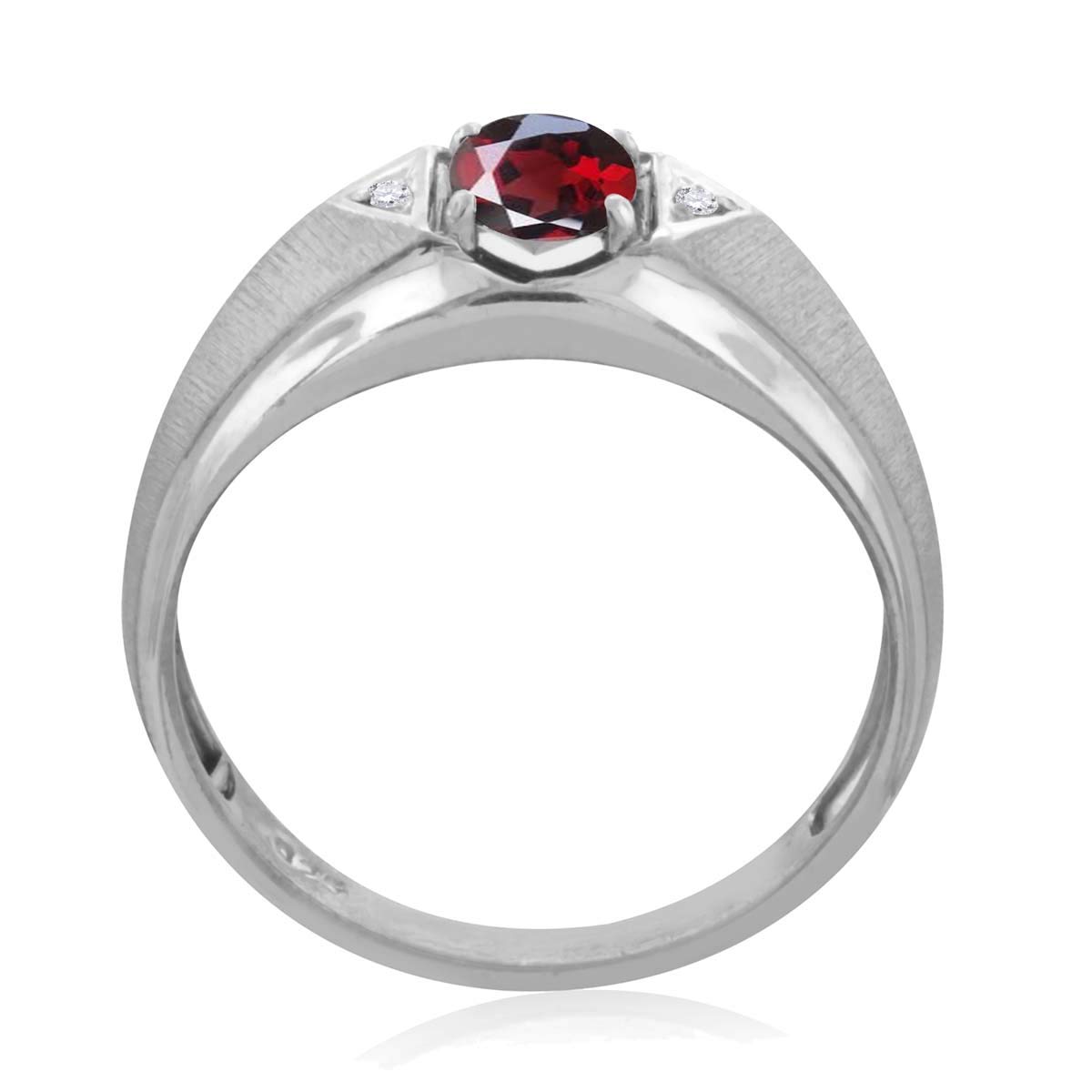 0.76 Carat Men's Diamond & Oval Garnet Engagement Ring in 10K White Gold - MauliJewels | Perfect for Proposals, Anniversaries & Special Occasions