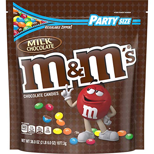 M&M's Plain Milk Chocolate Candy - Party Size Giant 2lb Resealable Bag (Pack of 3) | Bulk Candy for Parties, Halloween, Christmas & Office Snacks