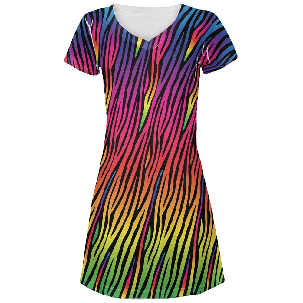 Rainbow Zebra Stripes Cover-Up Beach Dress for Women - Lightweight & Stylish Swimwear Cover Up for Pool, Beach, and Summer Vacations
