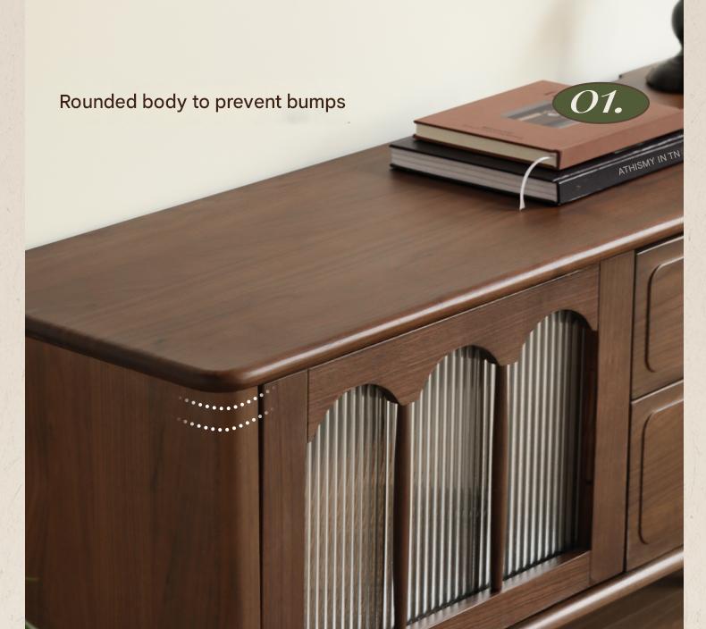 Solid Black Walnut Wood Retro TV Stand - Vintage American Style TV Cabinet for Living Room, Bedroom & Home Theater