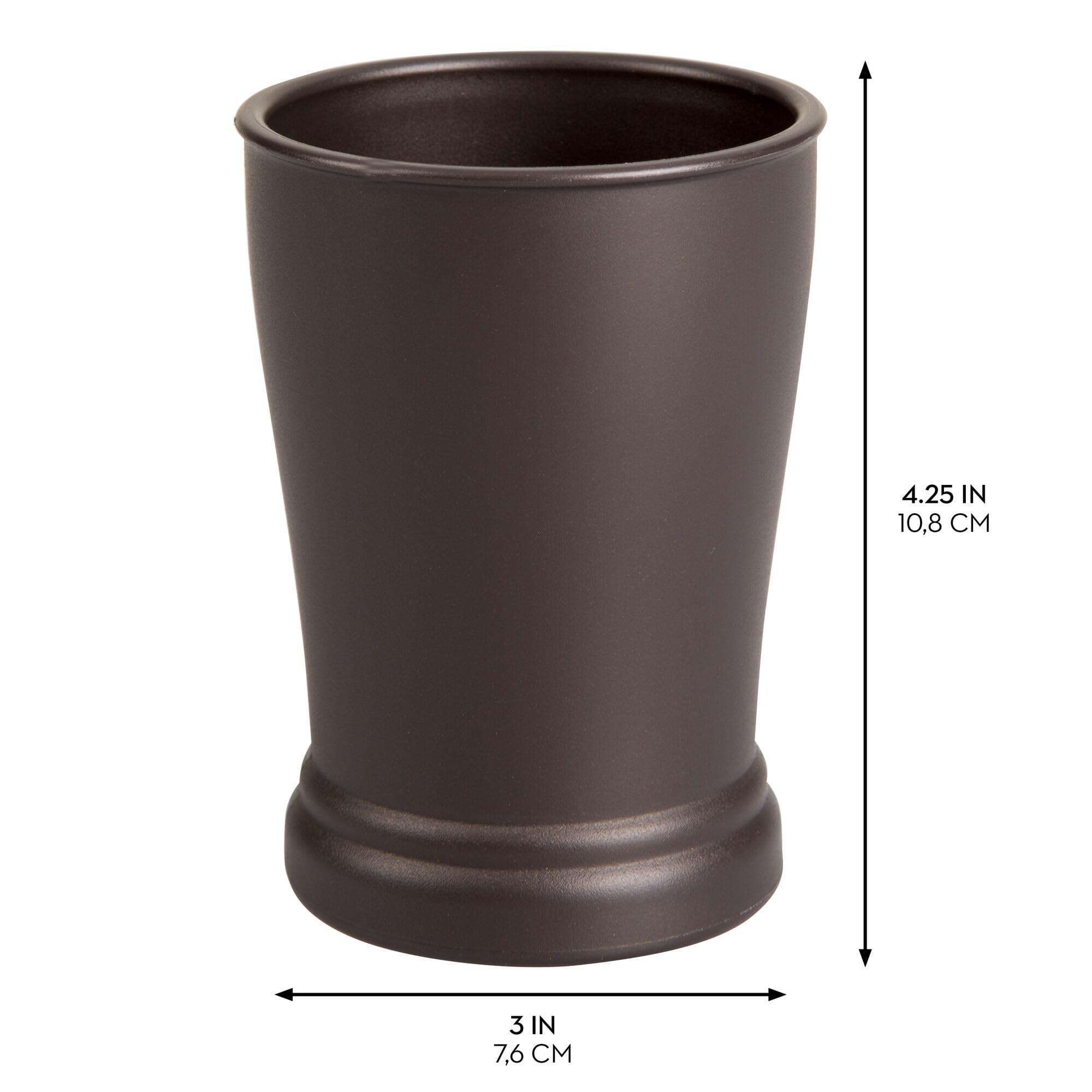 iDesign Plastic Bathroom Countertop Organizer Set of 2 - Bronze Vanity Storage Cups for Toothbrush, Makeup & Skincare - Perfect for Bathroom, Bedroom or Office Countertop Organization