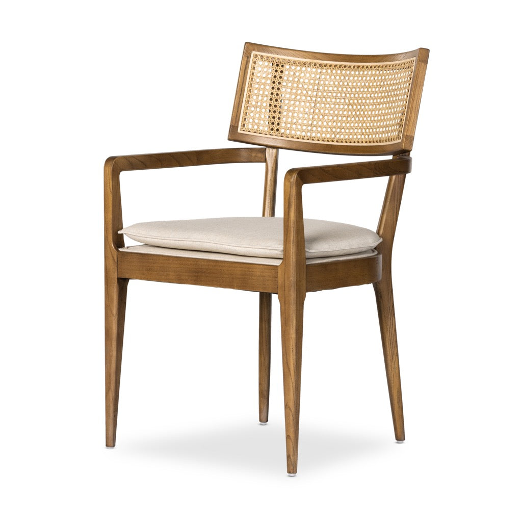 Britt Dining Armchair in Toasted Nettlewood - Modern Wooden Dining Chair for Kitchen, Dining Room & Home Decor