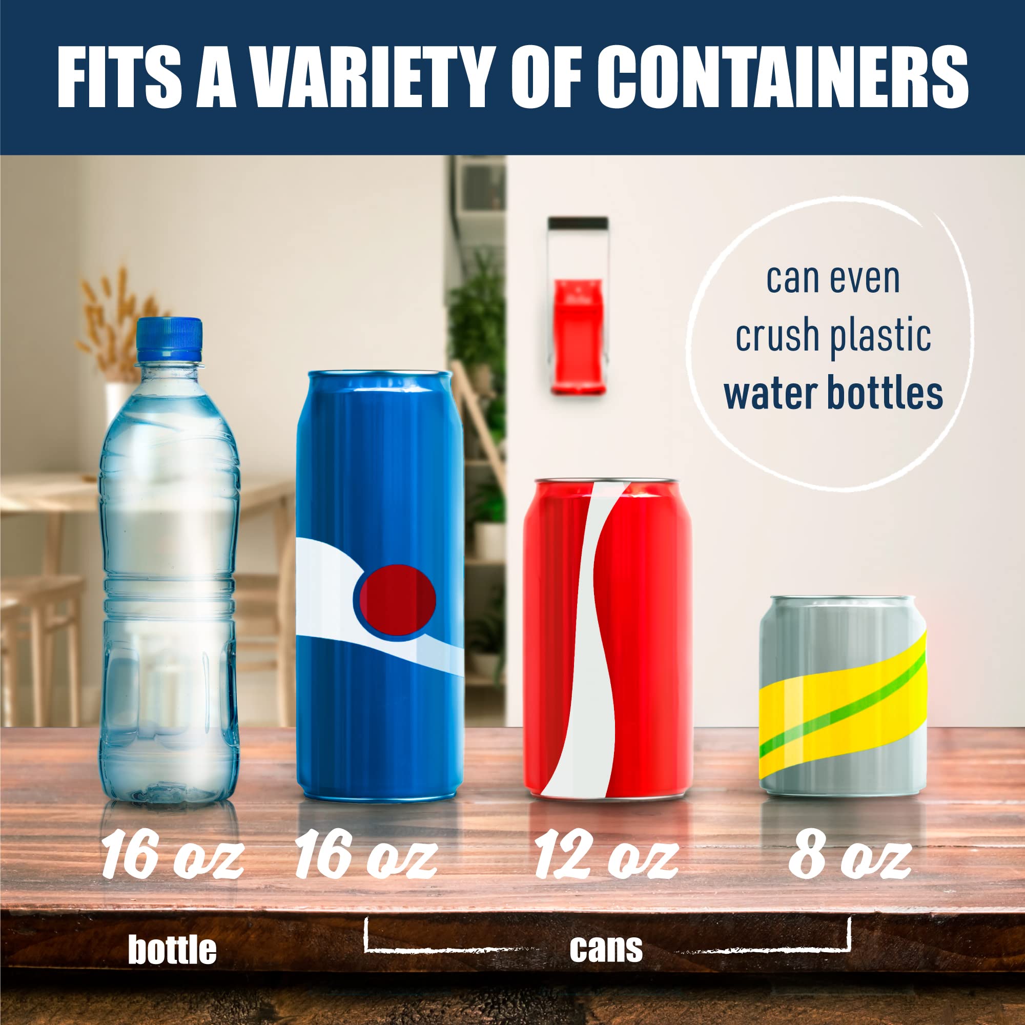 **McKay 16oz Heavy-Duty Wall-Mounted Metal Can Crusher - Smasher for Aluminum Seltzer, Soda, Beer Cans & Bottles Recycling - Red Home Gadget for Kitchen, Garage & Eco-Friendly Waste Management**