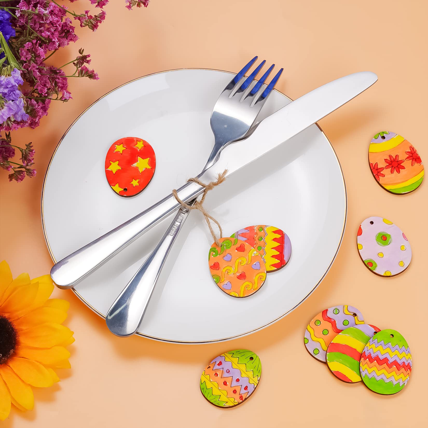 Yookat 200-Piece Unfinished Wooden Easter Egg Cutouts - DIY Painting Crafts, Easter Ornaments & Home Decor - Perfect for Easter Party Decorations, Kids Art Projects, and Holiday Crafting Activities