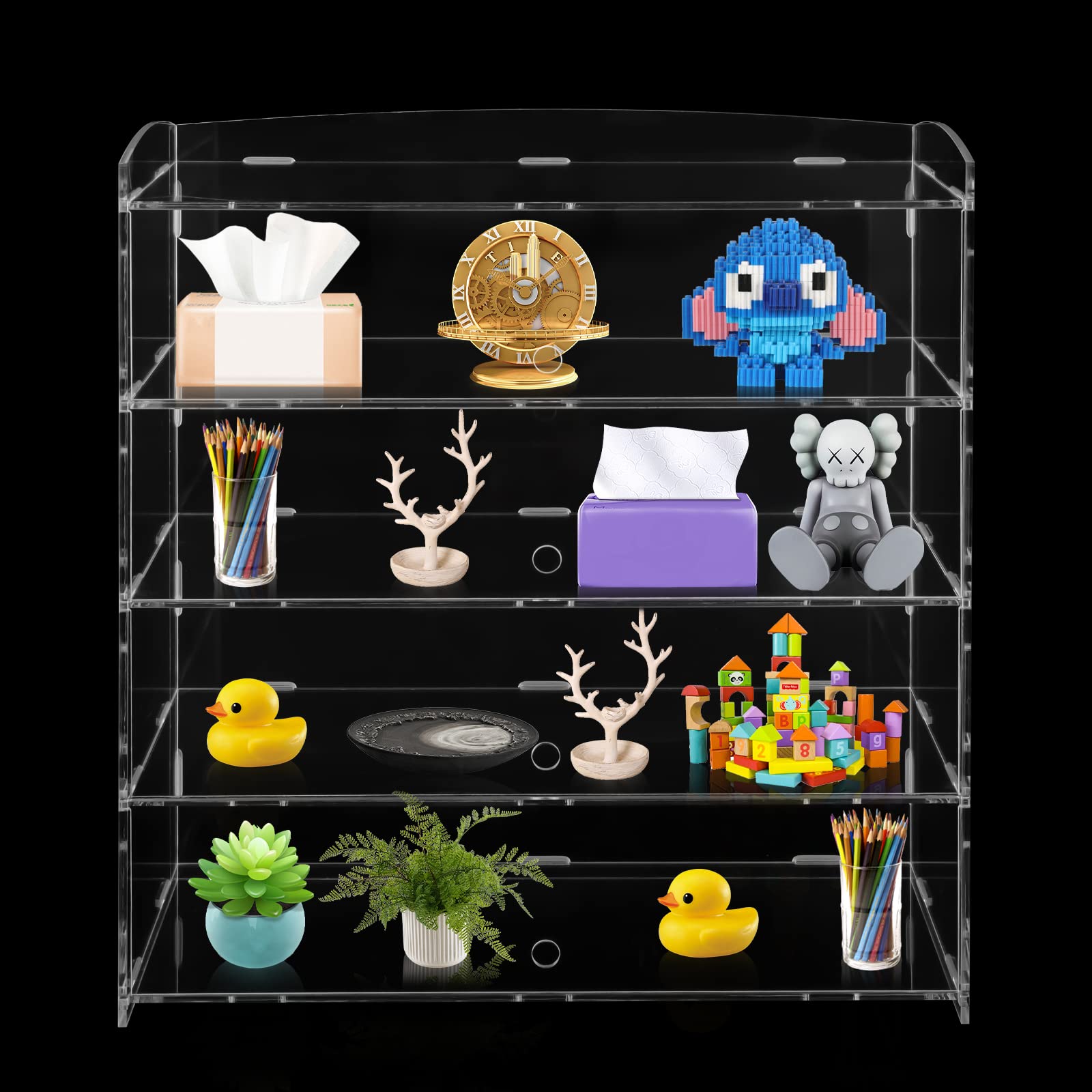 4-Tier Acrylic Display Case for Bakery Pastry, Donuts, Cookies - Retail Counter Display Shelf with Clear View - Perfect for Mini Toys, Collections, Stones & Retail Organization - Great for Bakeries, Cafes, Gift Shops & Home Decor