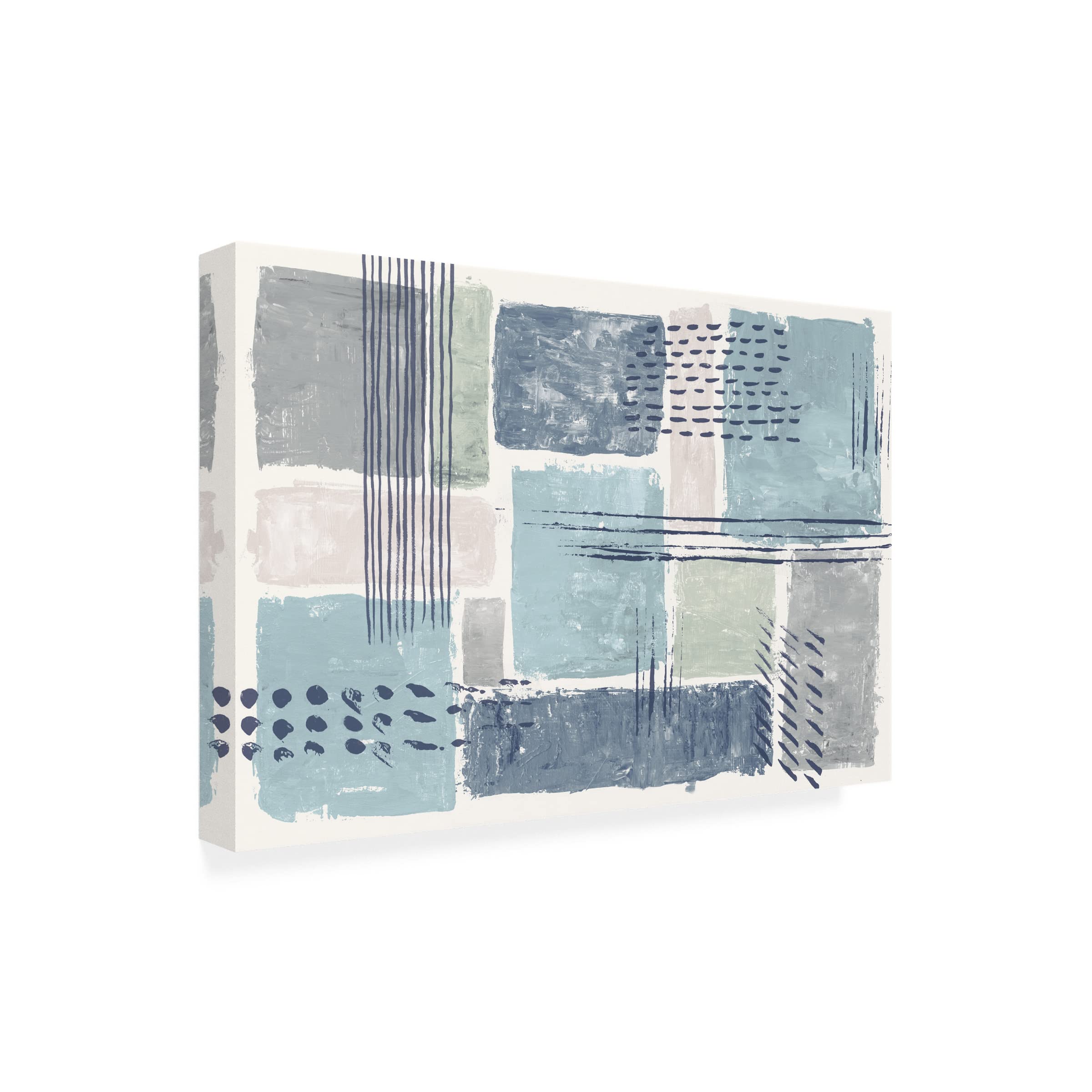 Sarah Adams 'Between The Lines I Cool' Modern Canvas Wall Art - Abstract Painting for Living Room, Bedroom & Office Decor