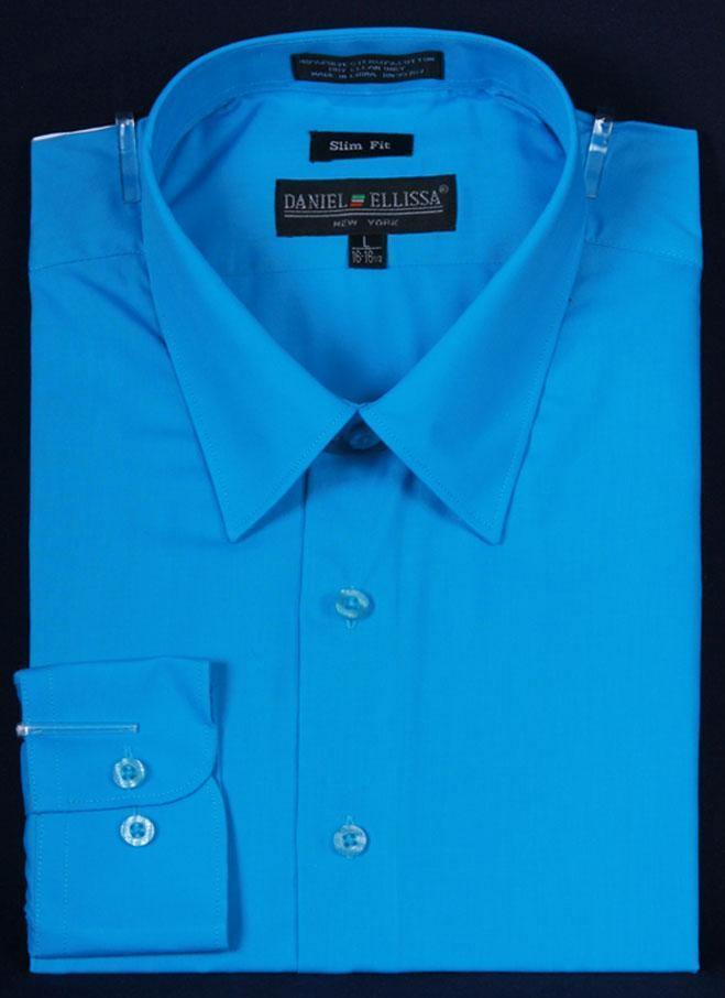 Premium Men's Slim Fit Dress Shirt - Turquoise Blue Formal Business Shirt for Office, Wedding & Special Occasions