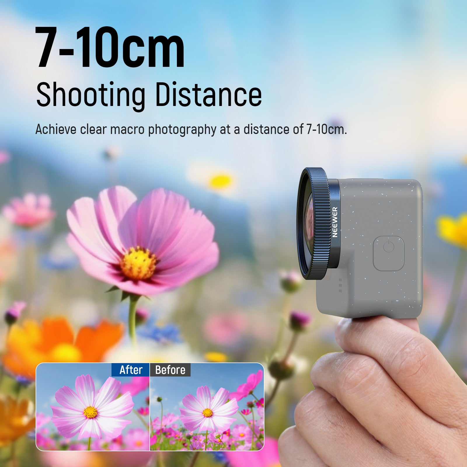 NEEWER LS 65 2X Magnification Lens for GoPro Hero 13/12/11/10/9 - Wide Angle & Macro Photography Accessory for Action Camera - Perfect for Underwater, Travel, and Sports Videography