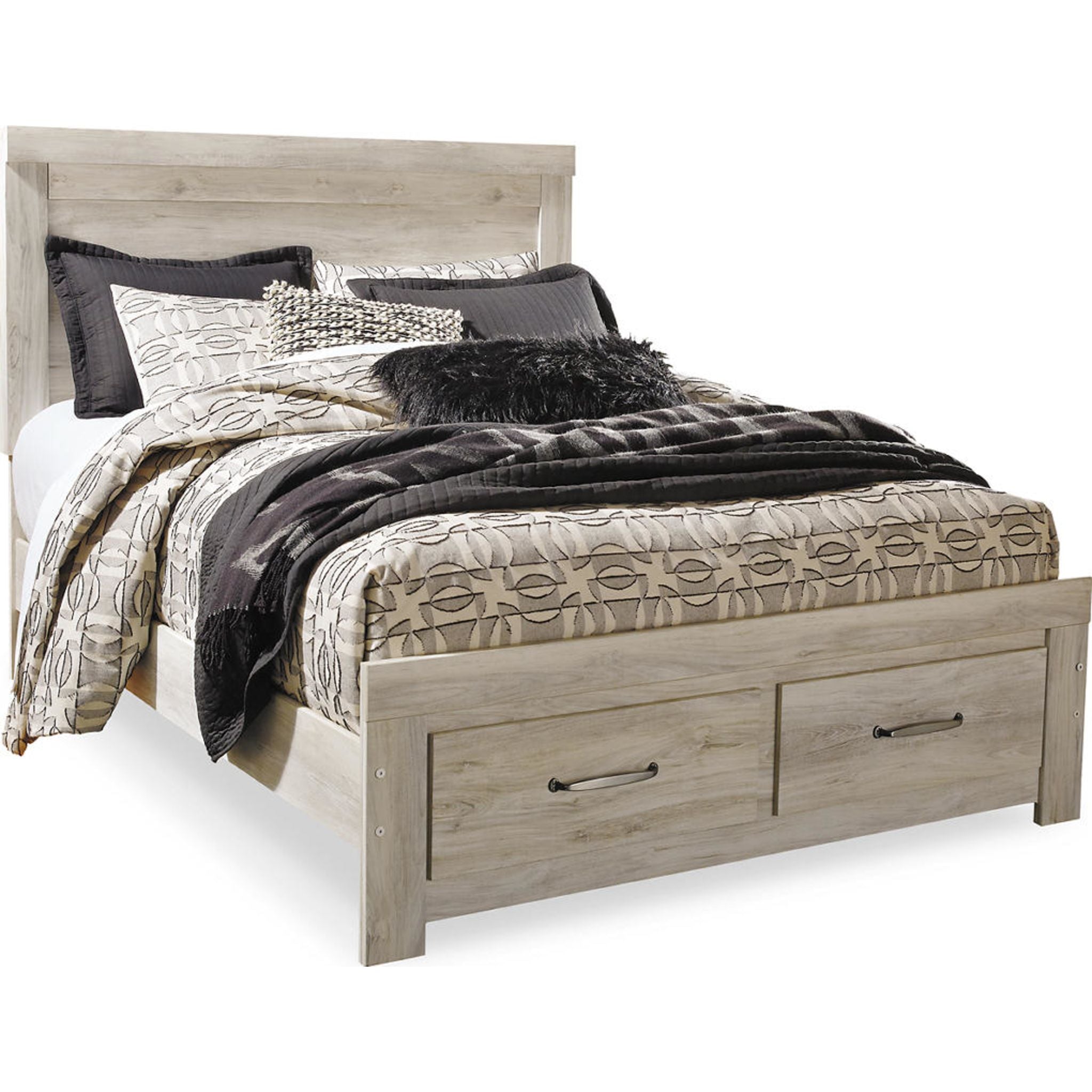 Bellaby 5-Piece Queen Size Bedroom Set with Storage - Whitewash Finish | Modern Bedroom Furniture for Small Spaces & Guest Rooms