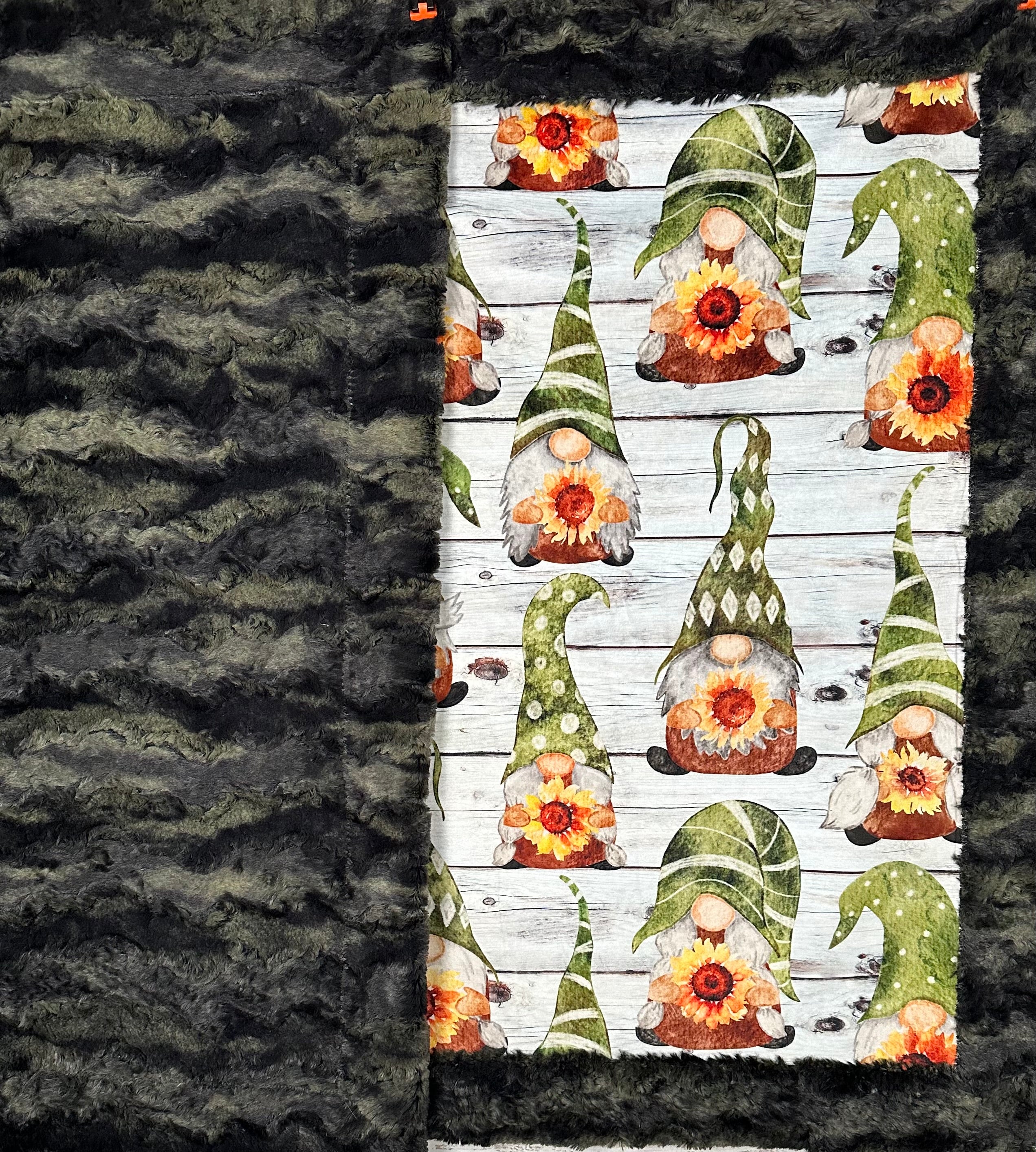 Soft Minky Blanket with Gnomes, Sunflowers & Shiplap Design - 41x60 Inches for Toddlers & Adults - Includes 13x19 Pillowcase - Wild Rabbit Crocodile Camo Pattern - Perfect for Nursery, Bedroom, or Cozy Couch Snuggles