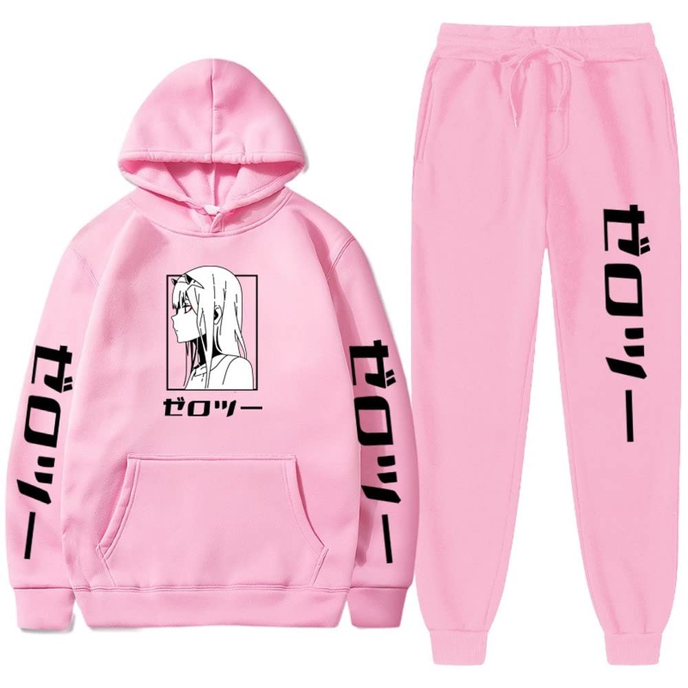 **Zero Two Darling in the Franxx Anime Hoodie & Jogger Pants Set - Unisex Harajuku Streetwear for Men & Women | Casual Cosplay & Lounge Wear**