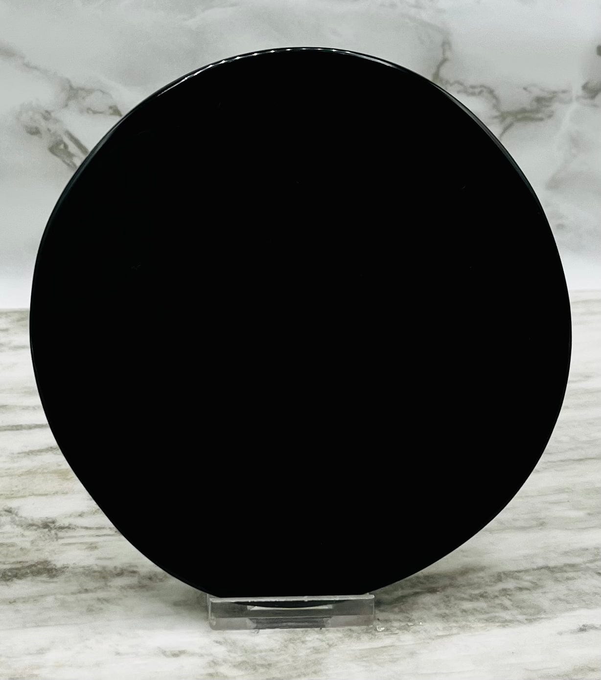 Black Obsidian Scrying Plate - Divination Mirror for Psychic Readings & Spiritual Practices | Perfect for Meditation, Energy Cleansing & Fortune Telling