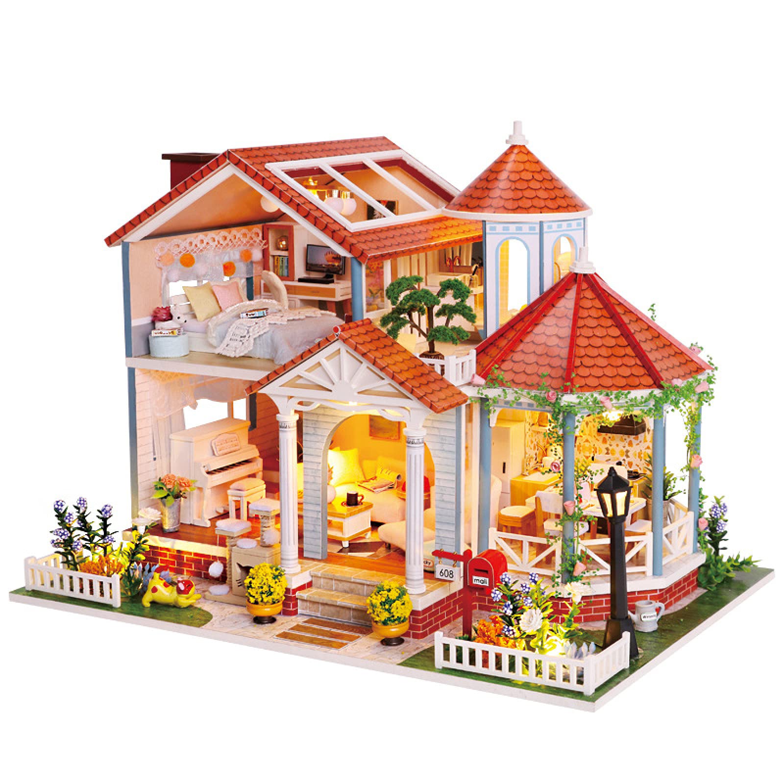 DIY Miniature Wooden Dollhouse Kit - Christmas Birthday Gift for Kids, Assembly Puzzle Toy with Dust Proof Cover - Perfect for Home Decor, Playtime & Creative Learning