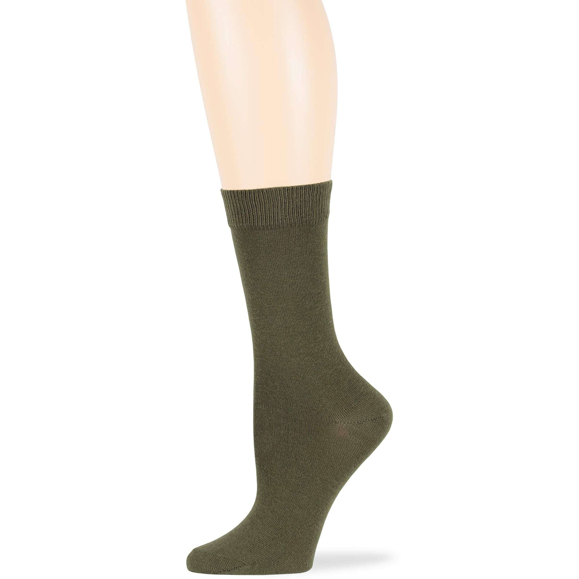 7BigStars Women's Cotton Crew Socks 4-Pack - Soft Breathable Casual Dress Socks in Black, Brown, Blue, Grey, Beige, Khaki & Olive Green - Perfect for Office, Daily Wear & Outfits Matching