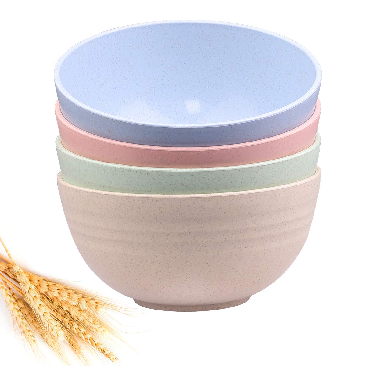 Durable Wheat Straw Fiber Cereal Bowls Set of 4 - 24oz Unbreakable, Microwave & Dishwasher Safe Bowls for Breakfast, Soup, Rice - Eco-Friendly Lightweight Tableware for Home, Office & Outdoor Use