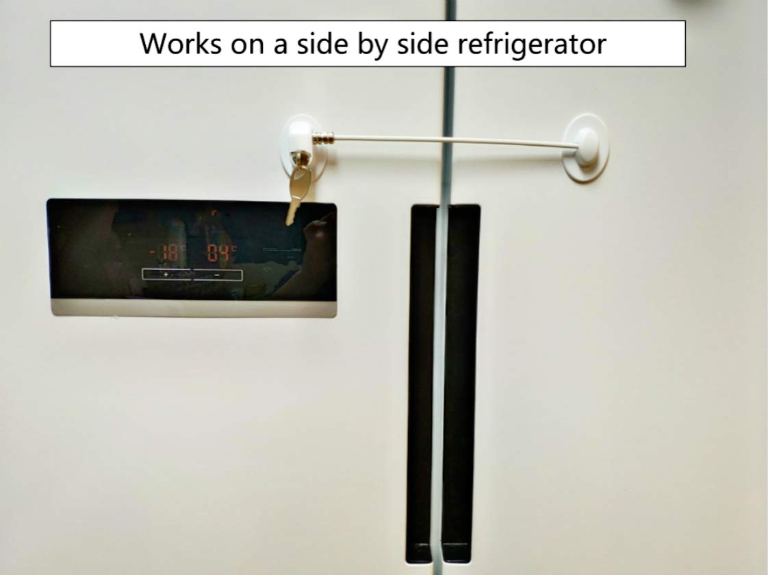 1 Pack Refrigerator Lock with 2 Keys - Child Proof Dorm Freezer & Cabinet Safety Lock with Strong Adhesive | Secure Fridge, Freezer & Cupboards for Baby Safety in Home, Kitchen & Nursery