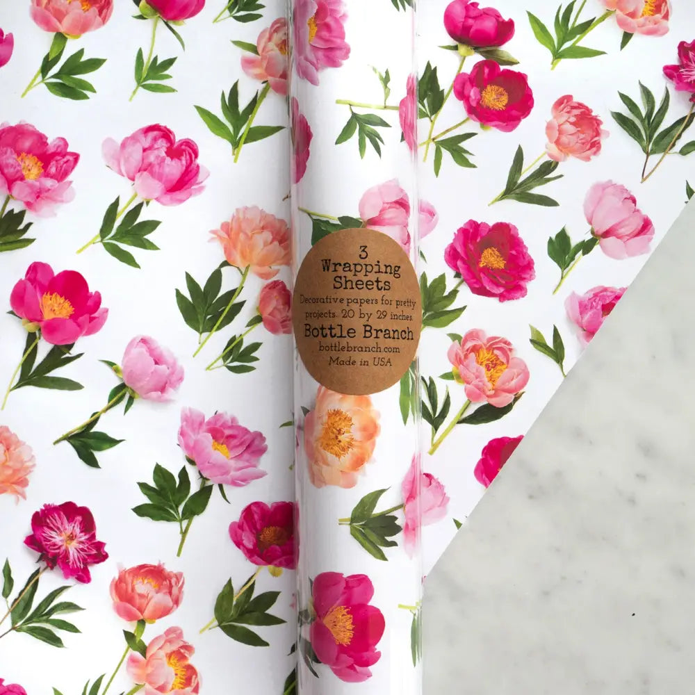 Elegant Peony Bottle Branch Gift Wrap - Perfect for Wedding Favors, Bridal Showers & Home Decor
