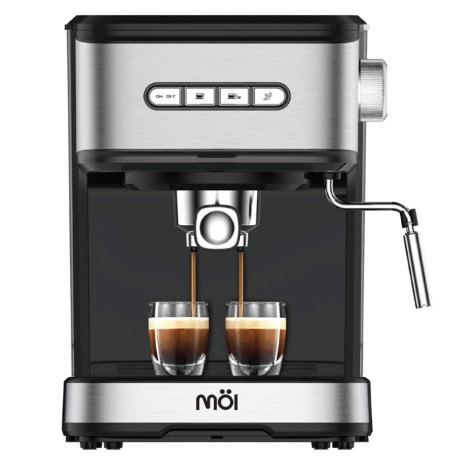 Premium Möi Espresso Machine 15 Bar Pressure - Automatic Cappuccino & Latte Maker with Milk Frother Steam Wand, 1.5L Removable Water Tank & Volume Control - Perfect for Home Baristas, Coffee Shops & Office Break Rooms