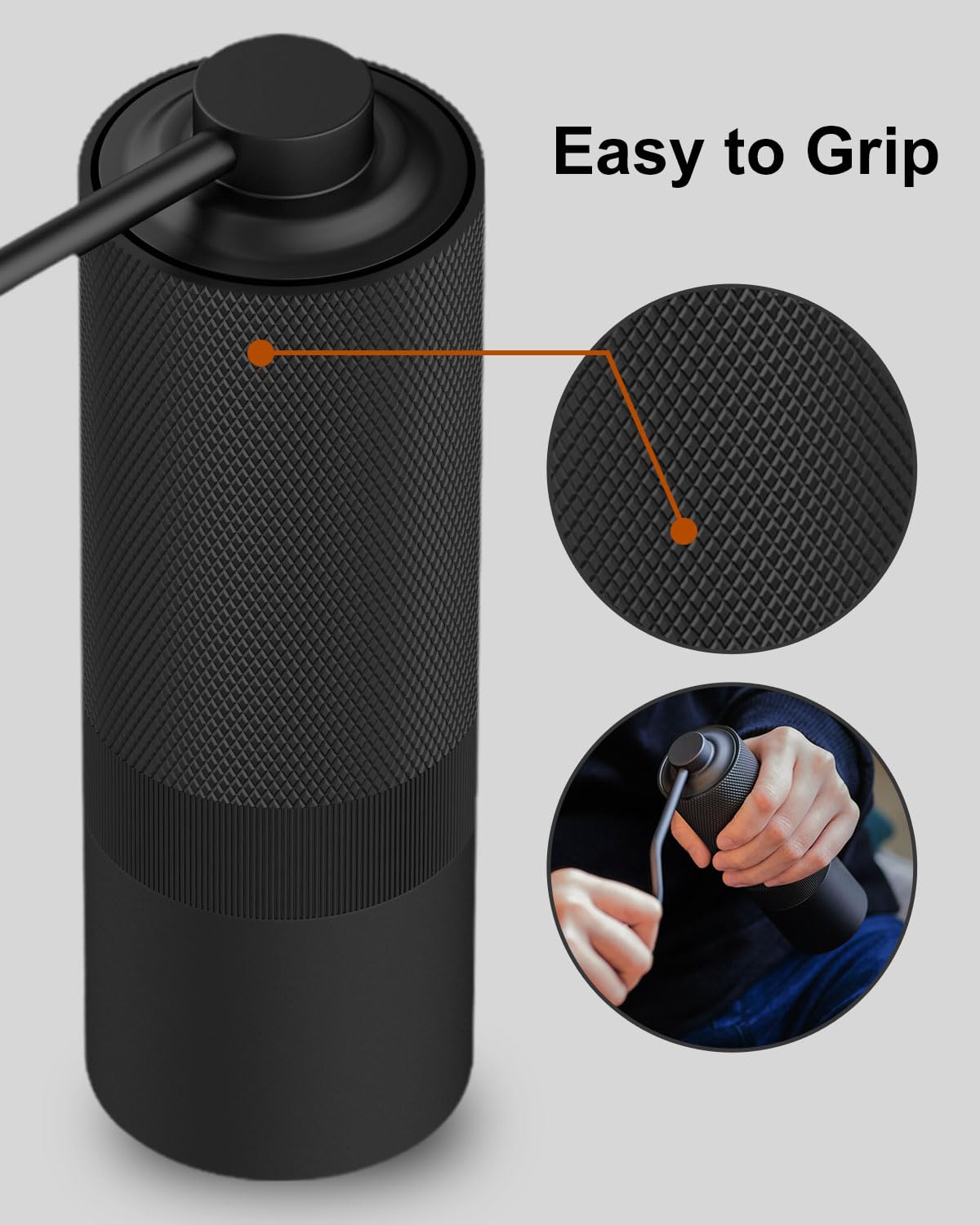Premium Wizard 2 Manual Coffee Grinder - Stainless Steel Conical Burr, Adjustable Settings, Double Bearing for Fast & Even Grinding - Perfect for Espresso, French Press, Travel & Camping (20g Capacity)