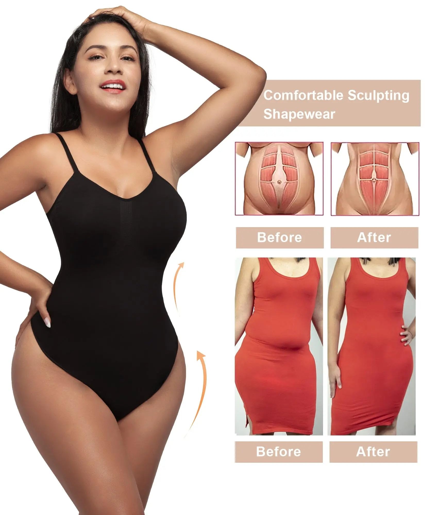 SHAPERX Women's Shapewear Bodysuit - Tummy Control & Waist Trainer for Women, Seamless Sculpting Body Shaper - Perfect for Everyday Wear, Workout & Special Occasions
