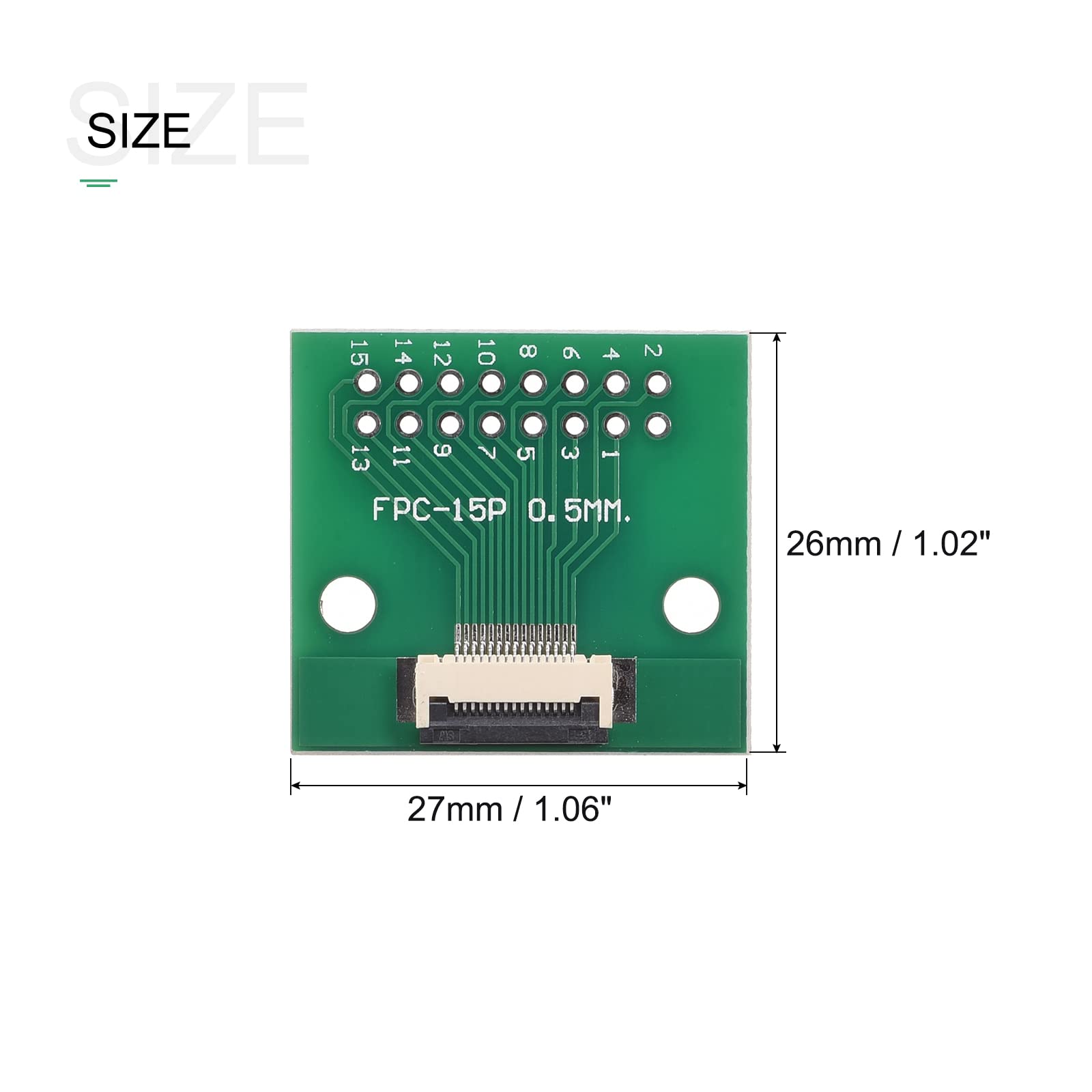 MECCANIXITY FPC FFC PCB Converter Board 15P 0.5mm to DIP 2.54mm Adapter - 0.5mm Socket Side & 1.0mm Back - Compatible with LCD, 3D Printer, Camera, DVD, TV, Laptop, Audio Devices (Pack of 2) - Perfect for DIY Electronics & Circuit Board Projects