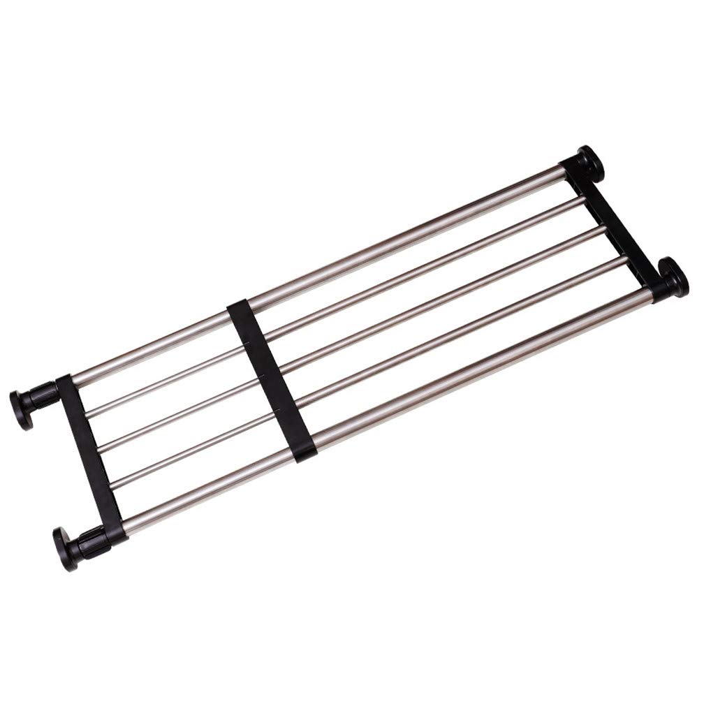 Hershii Expandable Closet Organizer - Adjustable Tension Shelf Rod, Metal Storage Rack for Wardrobe, Cabinet, Kitchen & Bathroom - DIY Divider & Space Saver (33.07-46.26 Inches, Black) - Perfect for Small Spaces, Closet Organization & Home Storage Solutions