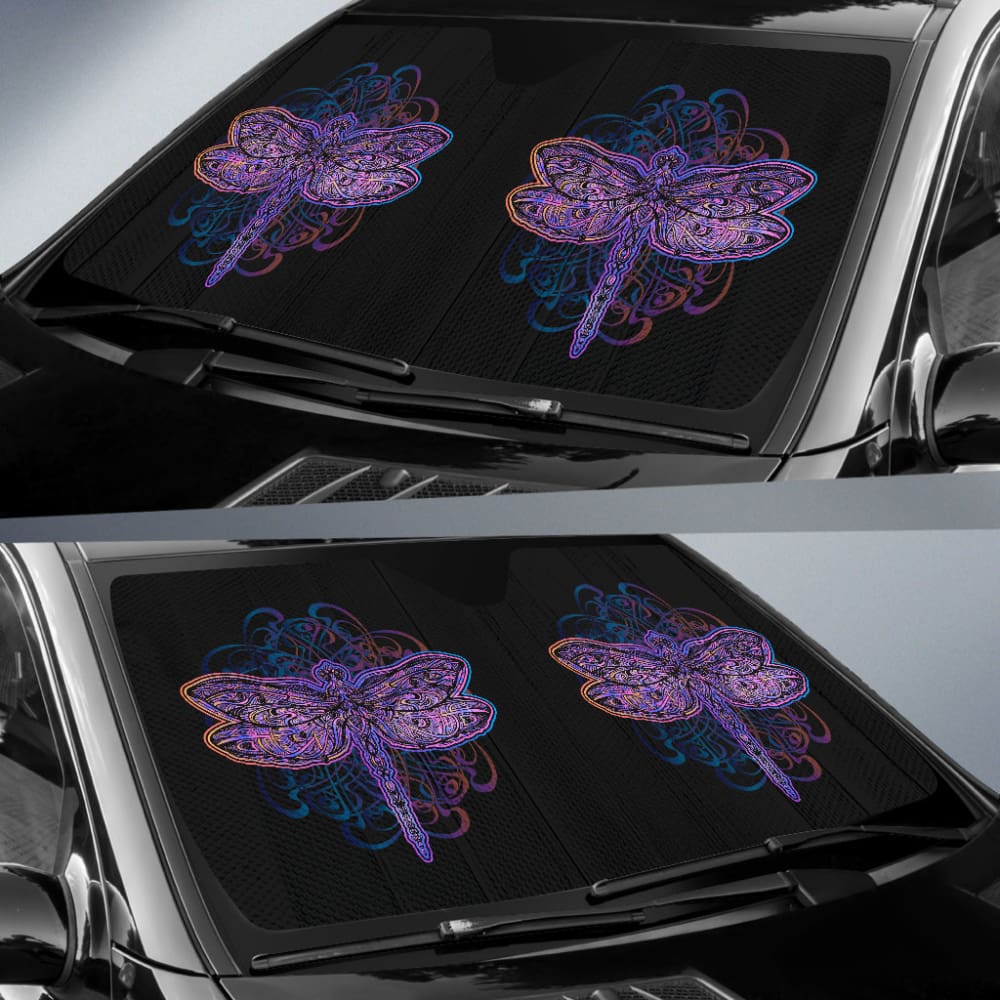 Premium Mandala Dragonfly Car Sun Shade for UV Protection - Stylish Window Cover for Sedans, SUVs & Trucks - Perfect for Summer Travel & Outdoor Parking