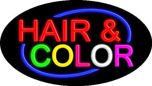 Vintage Hair & Color Glass Neon Sign #14222 - Handcrafted in USA | Perfect for Salon Decor, Barbershop Lighting & Retro Home Aesthetic