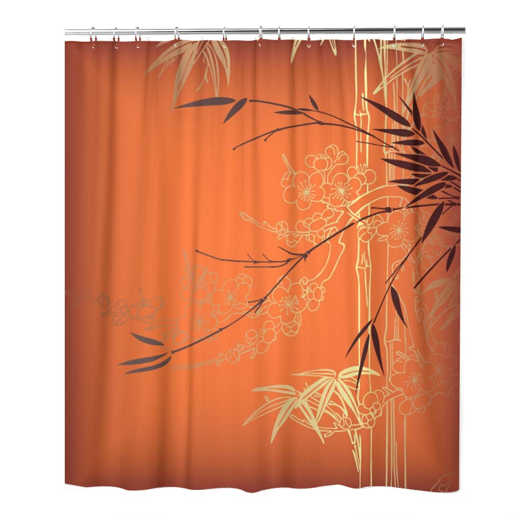 LOKMU Waterproof Shower Curtain - Abstract Bamboo Silhouette Design, Machine Washable Fabric Bath Curtain with Hooks, 72x72 Inches - Perfect for Modern Bathrooms, Spa Retreats & Guest Bath Decor