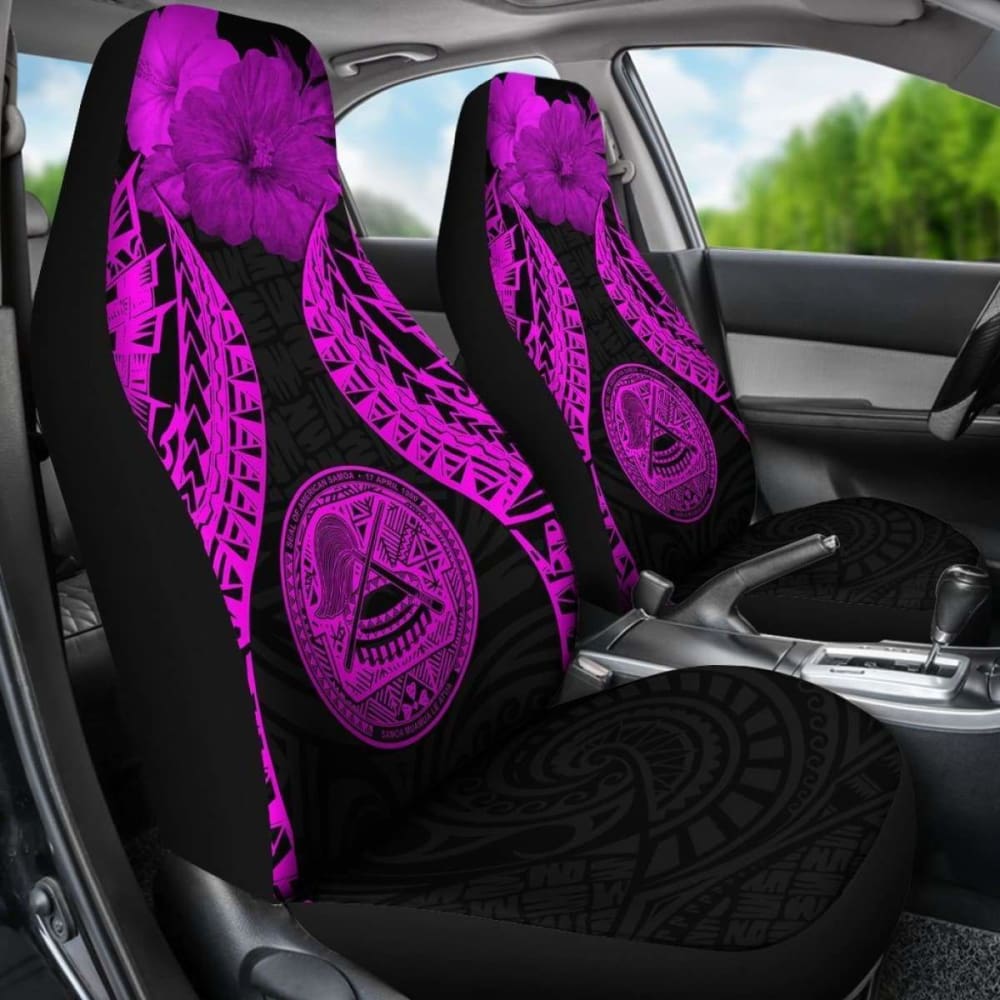 Premium American Samoa Polynesian Car Seat Covers - Pride Seal & Hibiscus Pink Design (232125) | Durable & Stylish Protection for Cars, Trucks & SUVs | Perfect for Tropical-Themed Vehicles & Island Lifestyle Enthusiasts